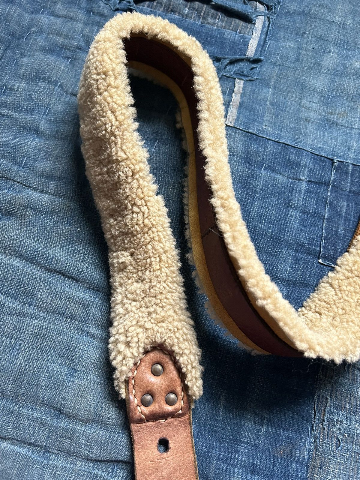 Kapital × Kapital Kountry kapital Boa fleece Belt - Beige Size ONE SIZE - 5 Thumbnail