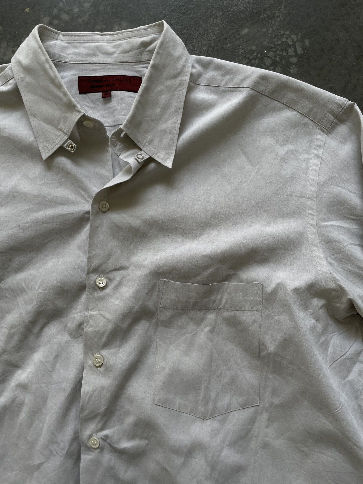 Comme des Garcons Homme Deux Vintage 90s COMME des GARÇONS Homme Deux White Plain Shirts Size US L / EU 52-54 / 3 - 3 Thumbnail