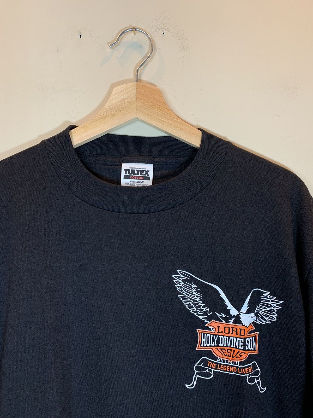 Vintage RARE Vintage Holy Divine Son Jesus Harley Biker Parody Shirt Size US L / EU 52-54 / 3 - 4 Thumbnail
