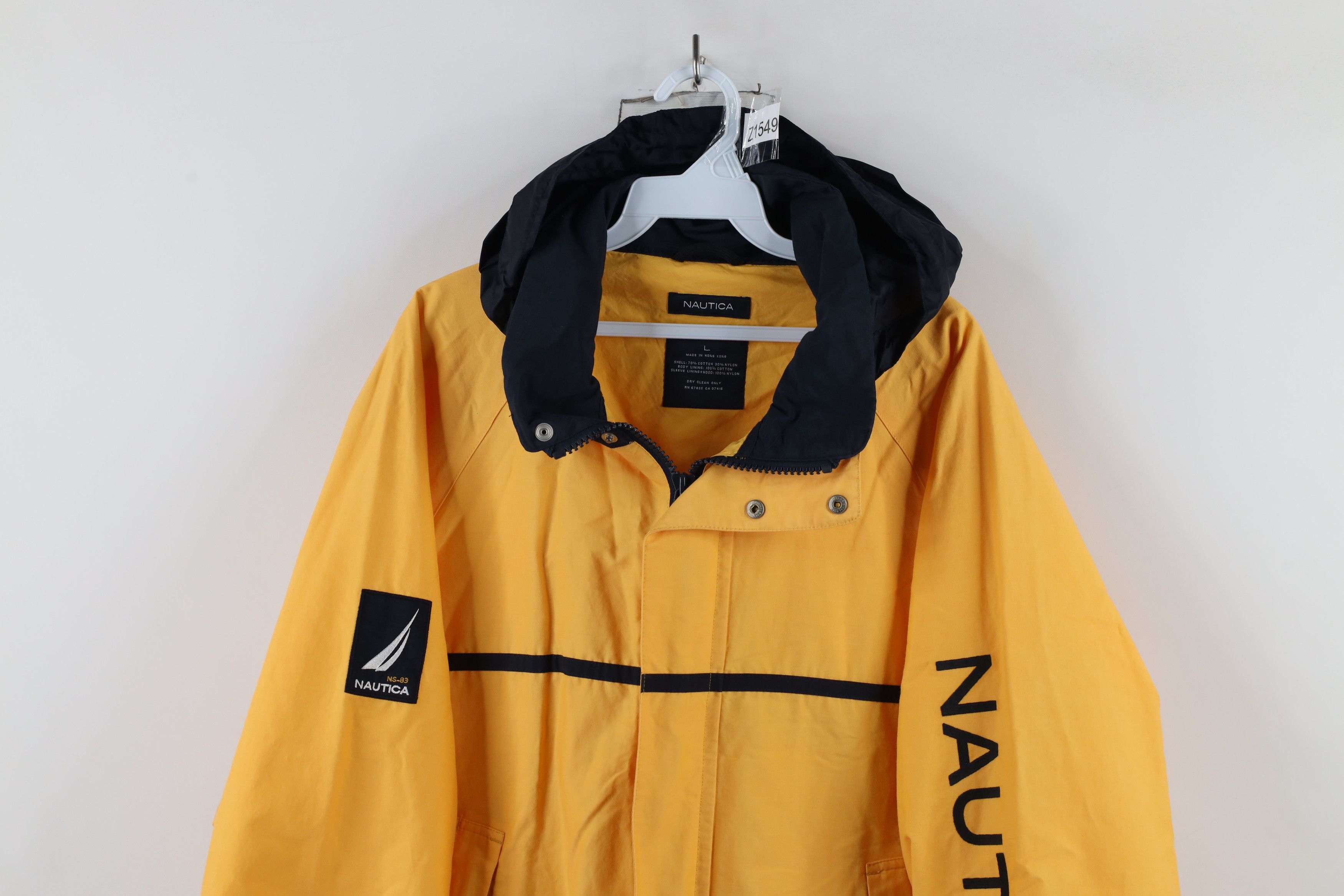 Nautica × Vintage Vintage 90s Nautica Sailing Hooded Windbreaker Jacket Yellow Size US L / EU 52-54 / 3 - 2 Thumbnail