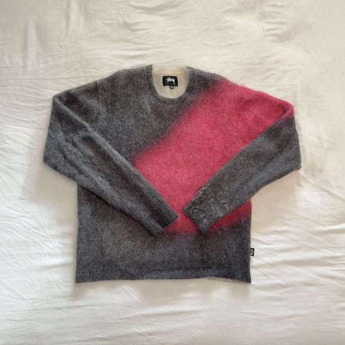 Stussy Black and Pink Brushed Dot Sweater | Grailed