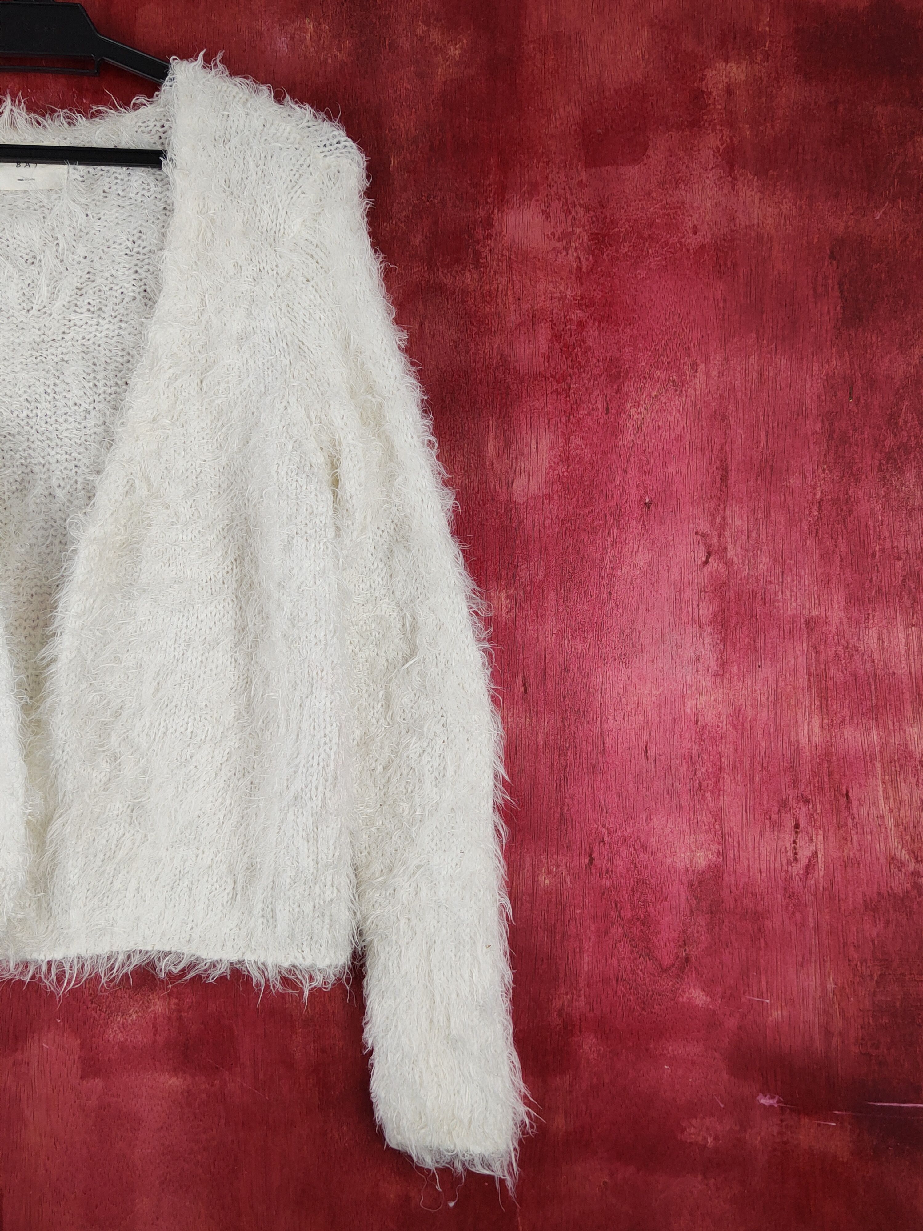 Japanese Brand Bay White Shag Shaggy Fur Mohair Knitwear Cardigan #S1923 Size S / US 4 / IT 40 - 5 Thumbnail