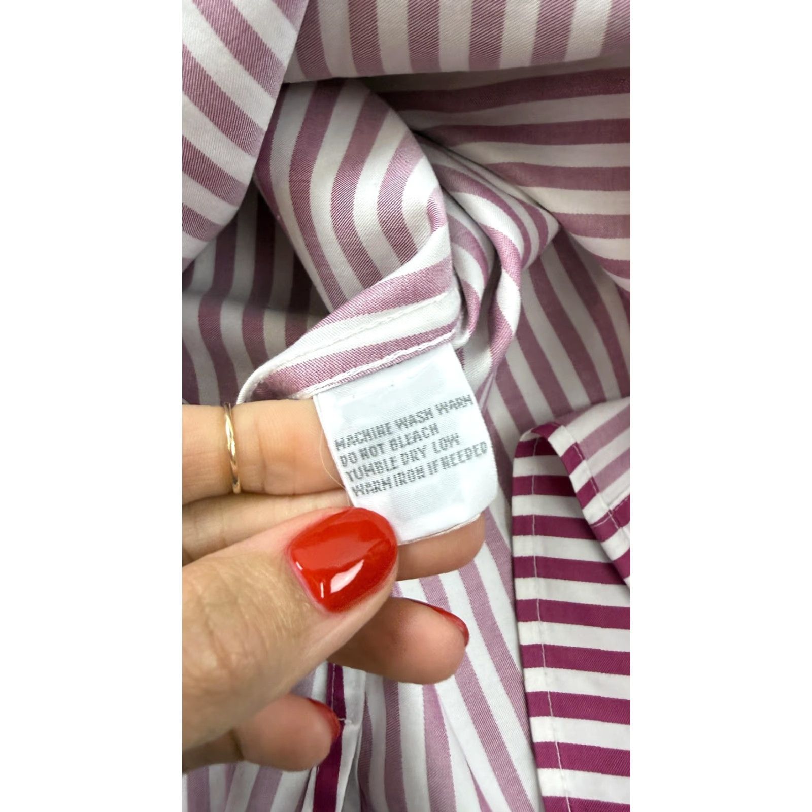 Vintage Foxcroft Shirt Womens 6 Pink White Striped Non Iron Button Front Cotton Top Shirt Size M / US 6-8 / IT 42-44 - 6 Thumbnail