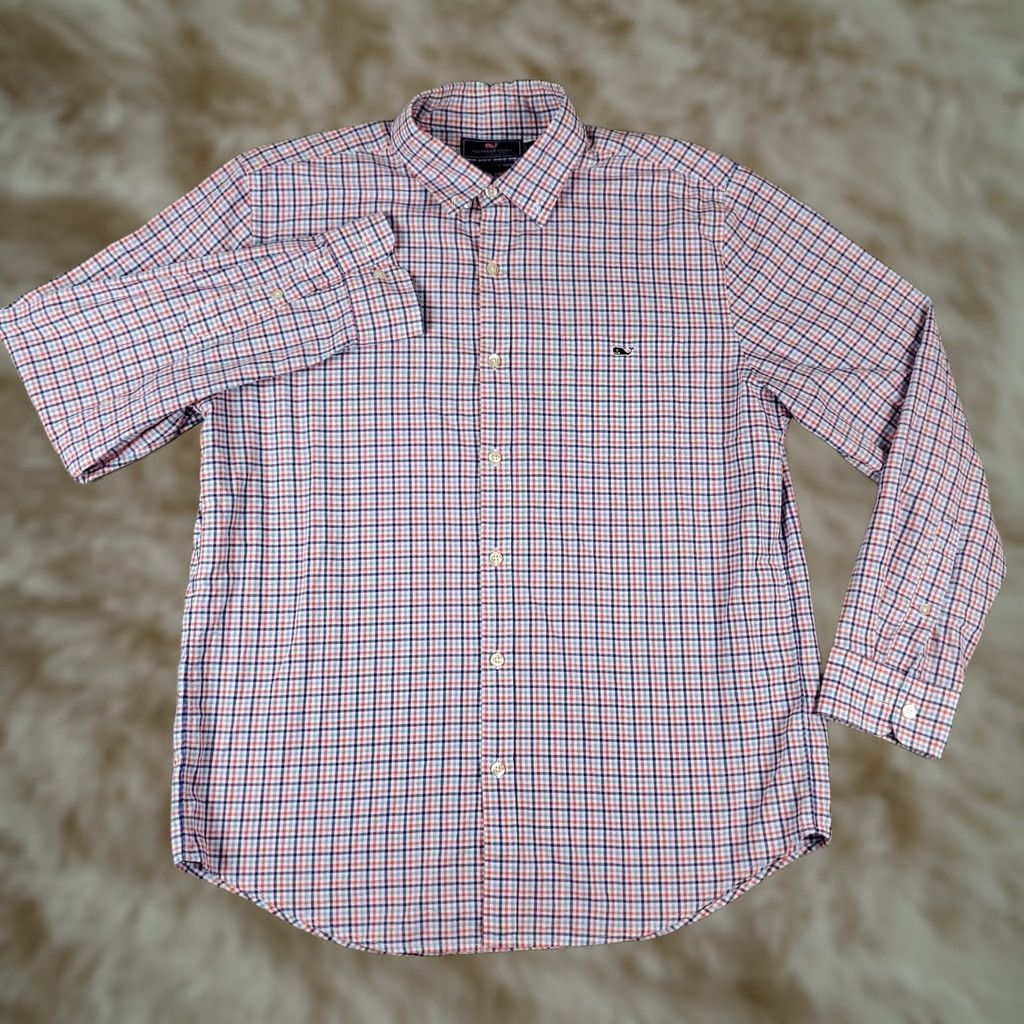 Vineyard Vines Vineyard Vines Shirt Mens Large Blue Pink Plaid Slim Fit Button Up Long Sleeve | Vintage Size US L / EU 52-54 / 3 - 1 Thumbnail