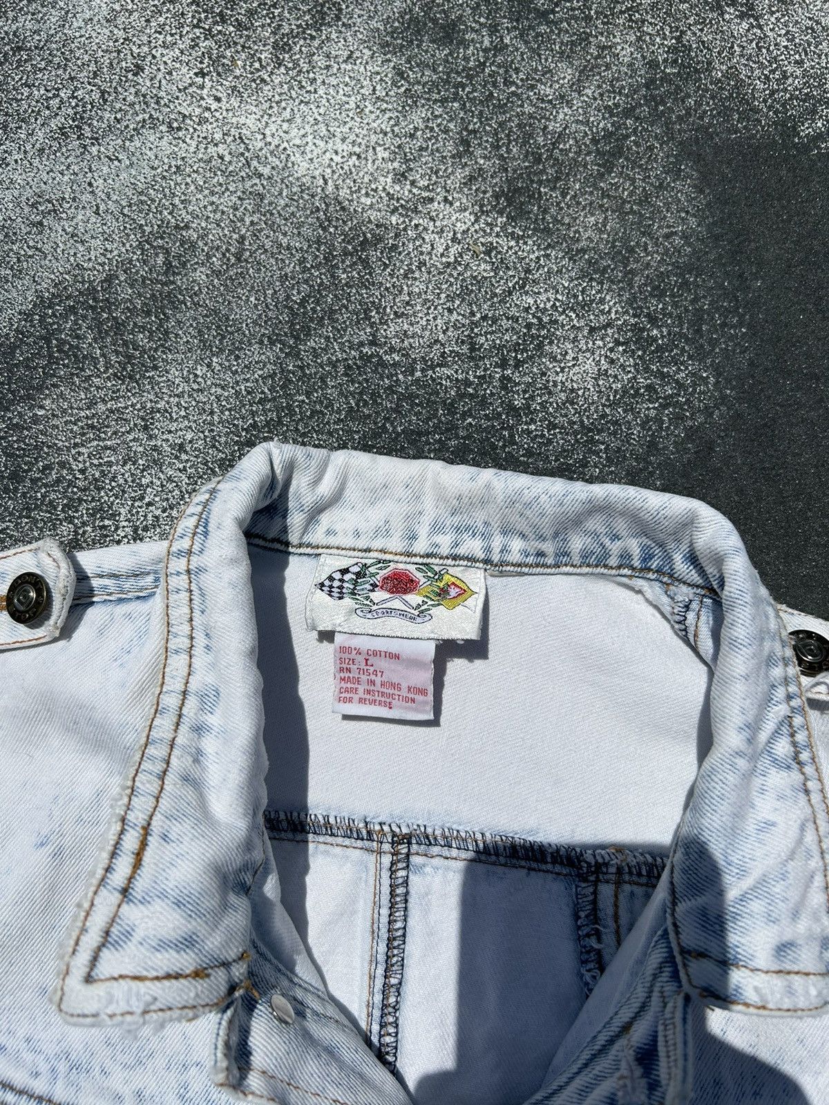 Vintage 80s Patches Punk Jean Jacket Denim Button Up