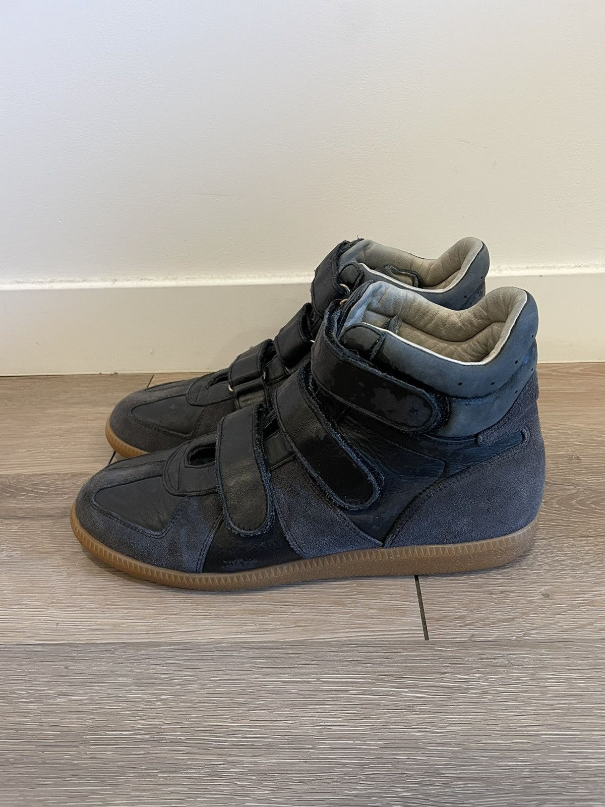 image of Maison Margiela Maison Martin Margiela Replica High Top Strap Trainer Shoes in Black, Men's (Size 9