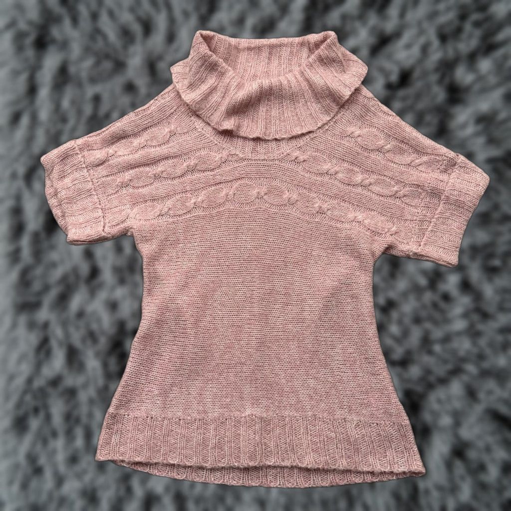 Vintage VINTAGE Dark Heart Sweater Womens XL Pink Cable-Knit Funnel Neck High Neck Whimsical Christmas City Classic Holiday Pullover Knit Christmas Womens) Size XL / US 12-14 / IT 48-50 - 1 Thumbnail