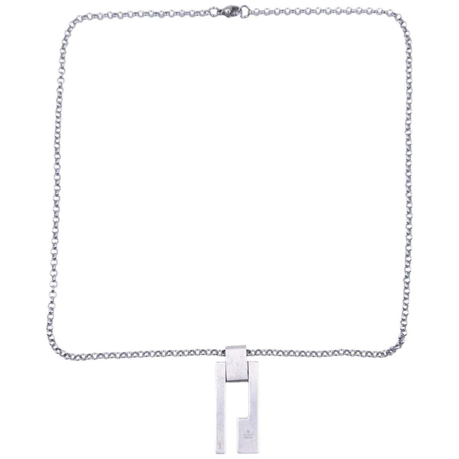 Gucci Vintage Gucci Silver Pendent Necklace Size ONE SIZE - 4 Thumbnail
