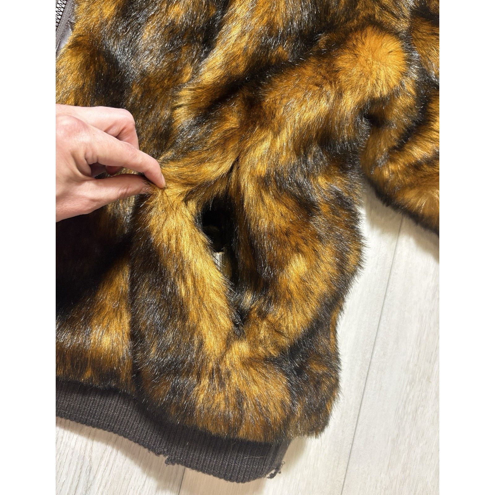 Other VTG Faux Fur Jacket 2XL Hooded Fox Pattern Bomber Oversized Size US XXL / EU 58 / 5 - 10 Thumbnail