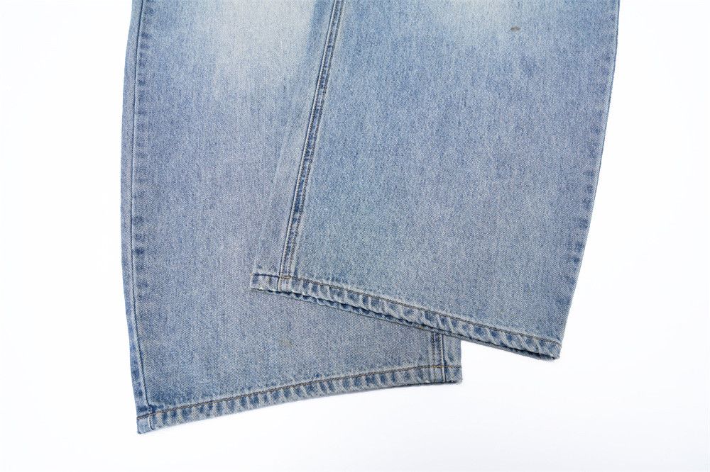 Jean Men's trendy retro loose punk washed distressed jeans Size US 32 / EU 48 - 6 Thumbnail