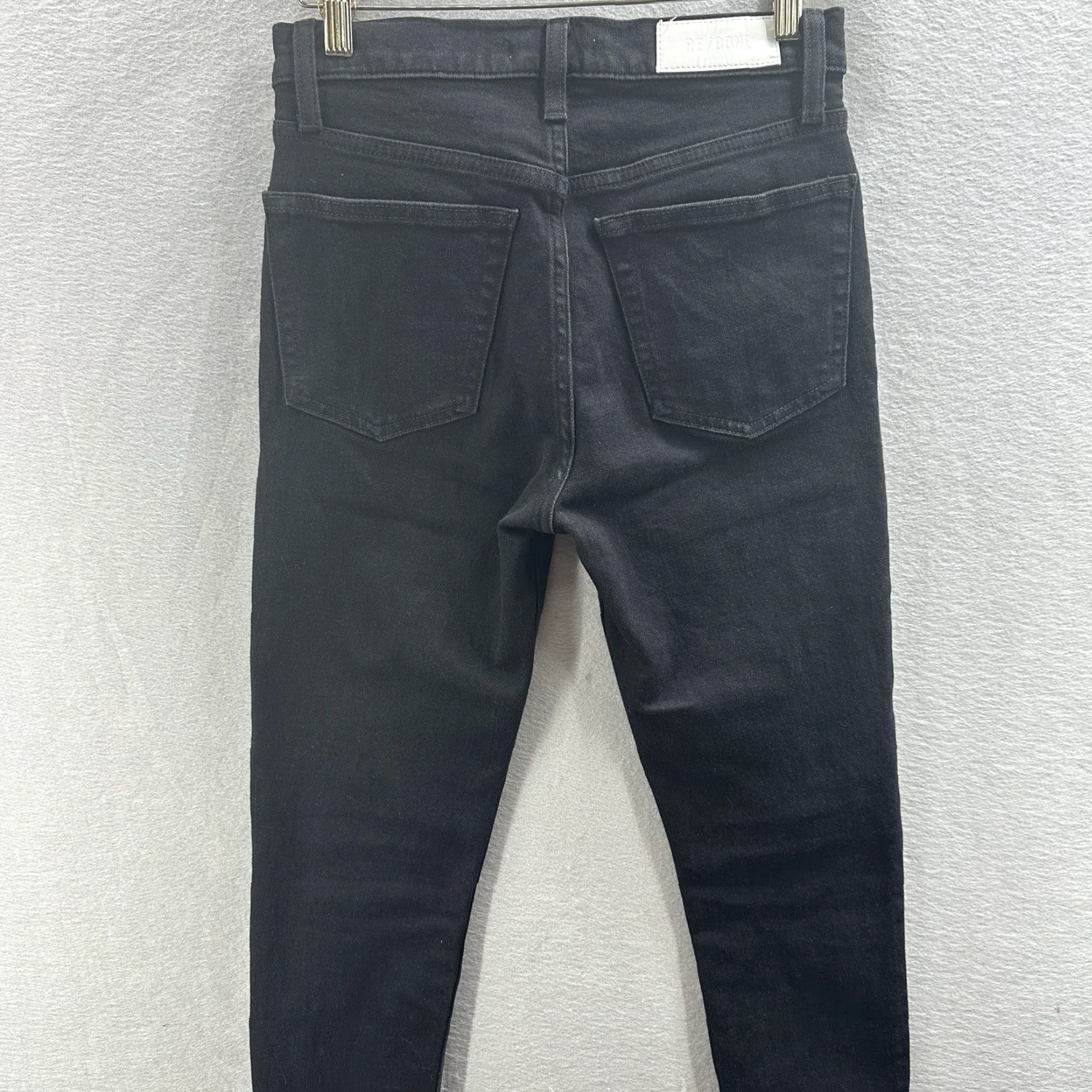 RE/DONE RE/DONE Jeans Womens 26 90s High Rise Ankle Crop Stone Wash Raw Hem Button Fly Black Denim Slim Adult Women 90s City Grunge Designer Style Size 26" / US 2 / IT 38 - 6 Thumbnail