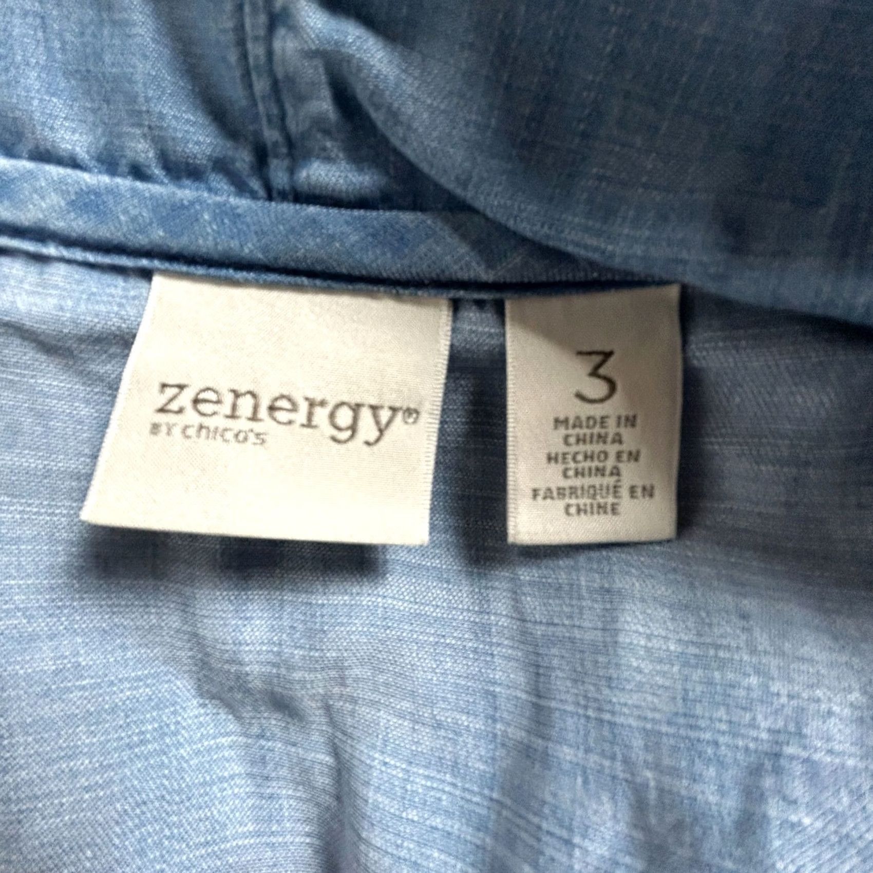 Vintage Zenergy by Chico'S Womens Lace-Up Front Tencel Denim Pullover Jacket Size 3 Size XS / US 0-2 / IT 36-38 - 3 Thumbnail