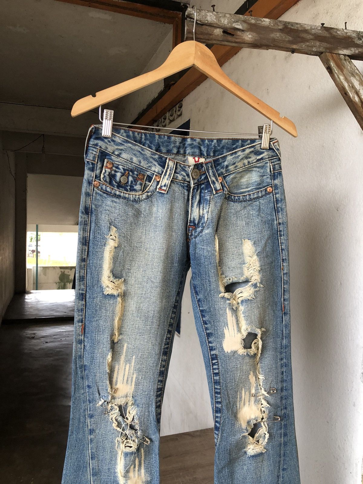 True Religion Rare❗️Vintage True Religion Distressed Boot Cut Jeans Size 26" / US 2 / IT 38 - 5 Thumbnail