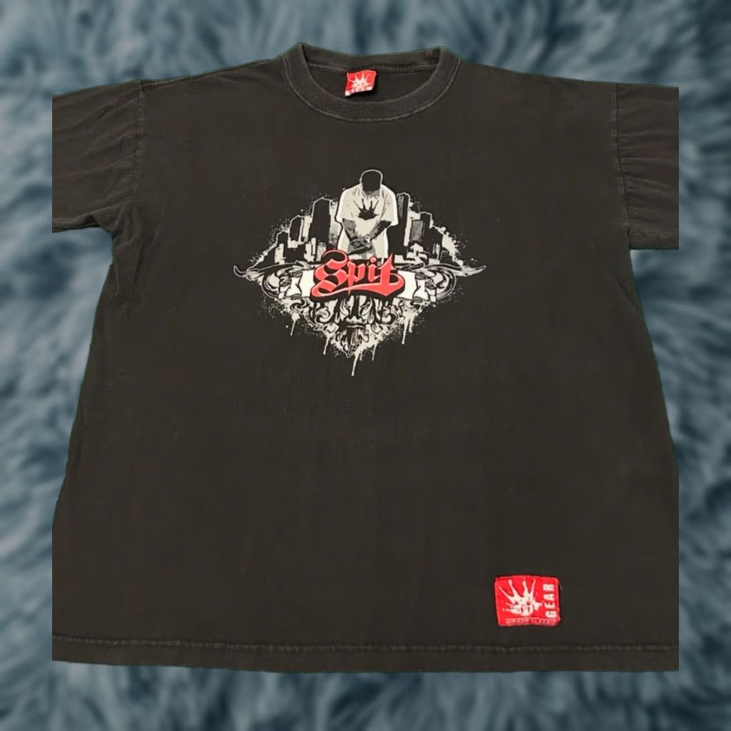 VINTAGE Spit Gear Hip Hop Shirt XL Mens 90s Y2K VTG Black Short Sleeve Tee