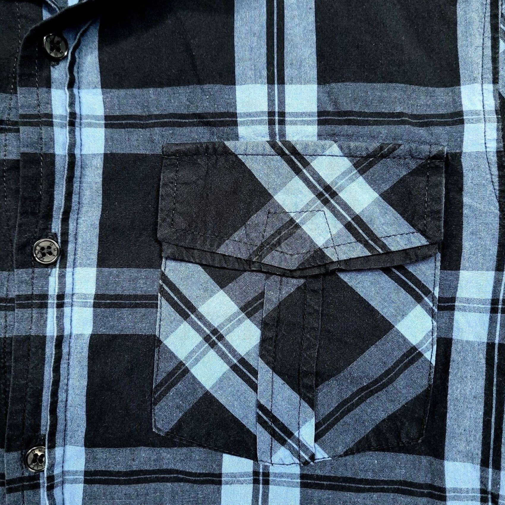 Vintage MMA Elite Men's Shirt Blue Black Plaid Long Sleeve Button-Up M Embroidered Size US M / EU 48-50 / 2 - 3 Thumbnail