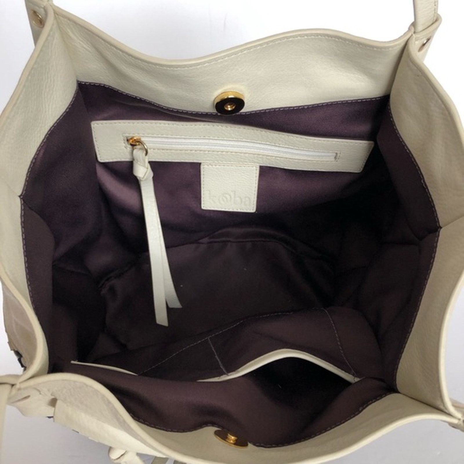 Other Kooba Leather Brown Shoulder Bag Tote White Denim Size ONE SIZE - 4 Thumbnail