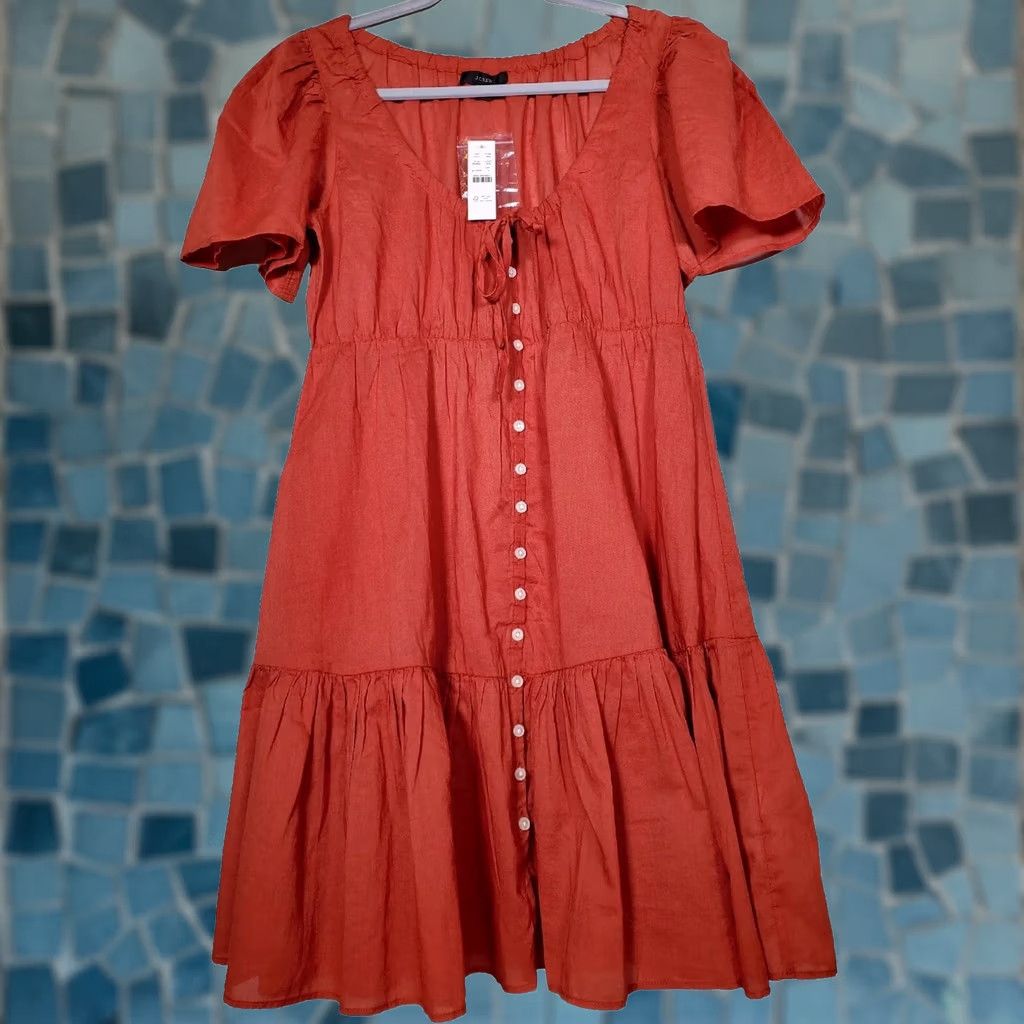 J.Crew VINTAGE J.CREW Cotton Voile Tiered Button Down Beach Dress Summer Red Women's S Beach Dress Midi White? Size S / US 4 / IT 40 - 1 Thumbnail
