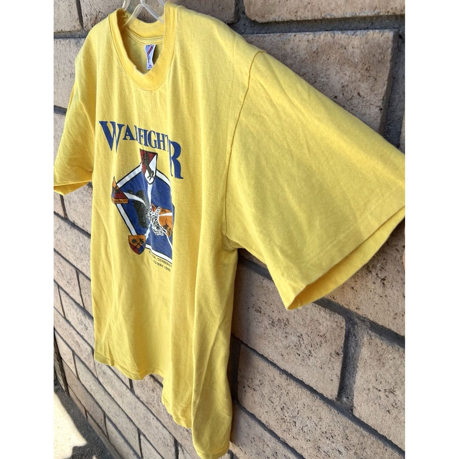 Jerzees VINTAGE Warfighter Fulda Germany 1990 T Shirt Jerzees Adult XL Yellow Military Exercise Jersey T-Shirt Men XS? Size US XL / EU 56 / 4 - 7 Thumbnail