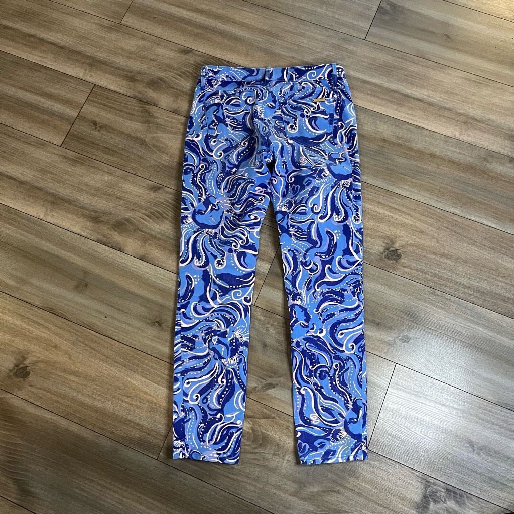 Lilly Pulitzer Lilly Pulitzer Ocean Skinny Cropped Pattern Pants Women 6 Size 27" / US 4 / IT 40 - 6 Thumbnail