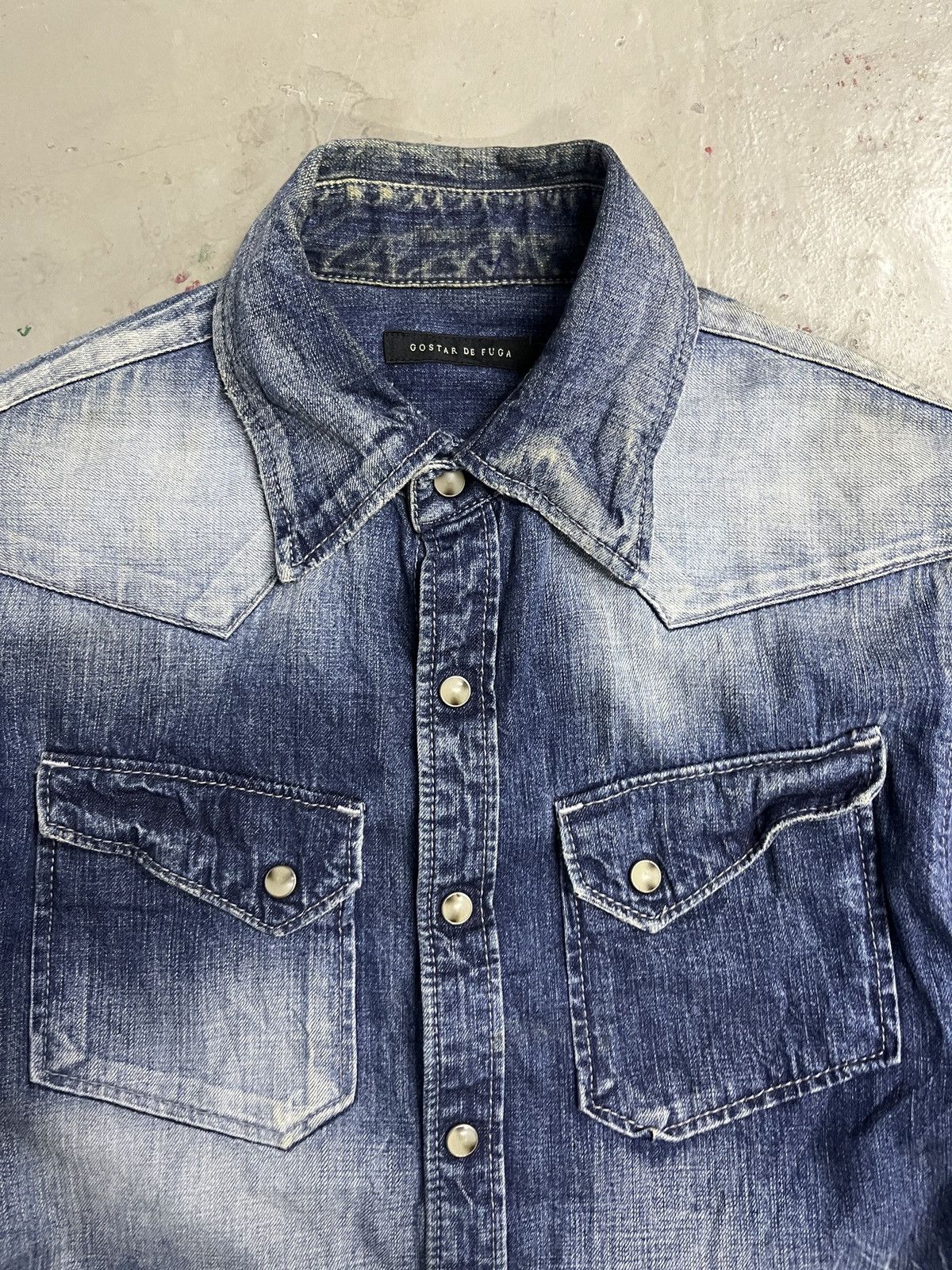 GOSTAR DE FUGA Gostar De Fuga Indigo Chambray Denim Western Shirt Size US S / EU 44-46 / 1 - 2 Thumbnail