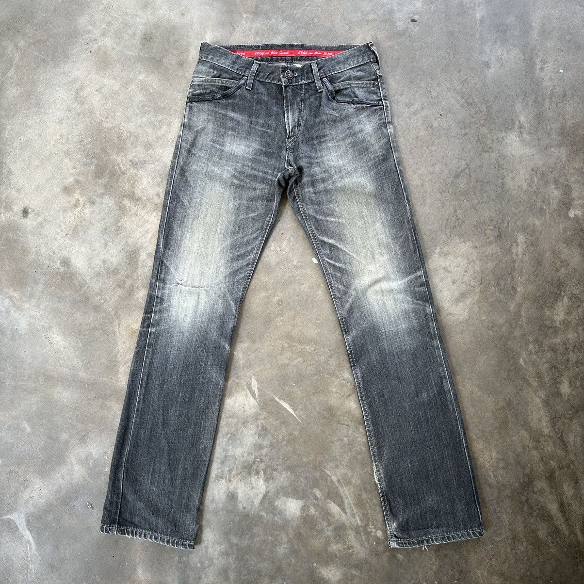 Japanese Brand Vintage Edwin Faded Black Distressed Denim Jean Pant W31 Size US 31 - 1 Thumbnail