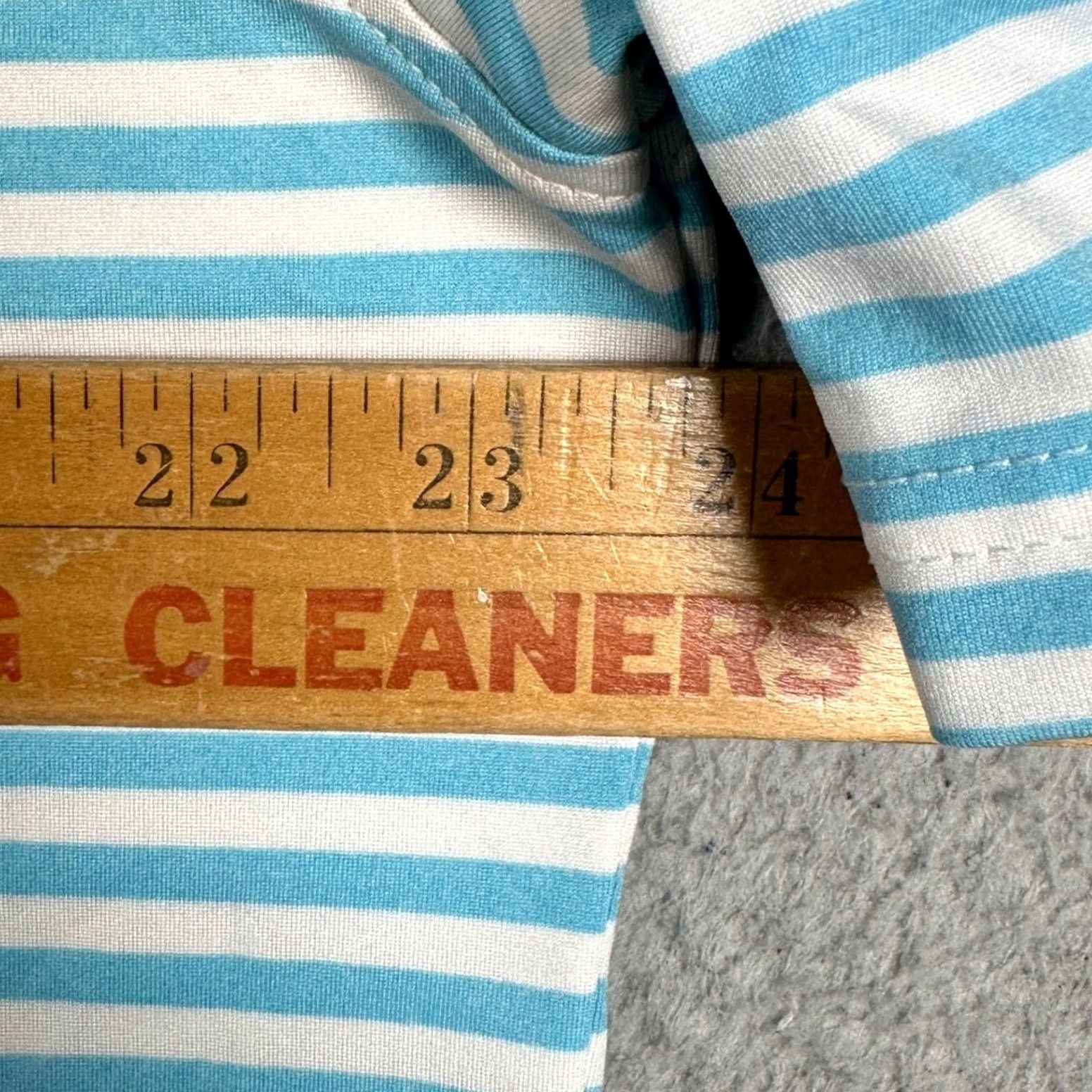 Vintage Stitch Golf Polo Mens Large Light Blue Stripe Short Sleeve Collared Performance Polo Shirt - Golf, Breathable, Stretch, Regular Fit Size US L / EU 52-54 / 3 - 6 Thumbnail