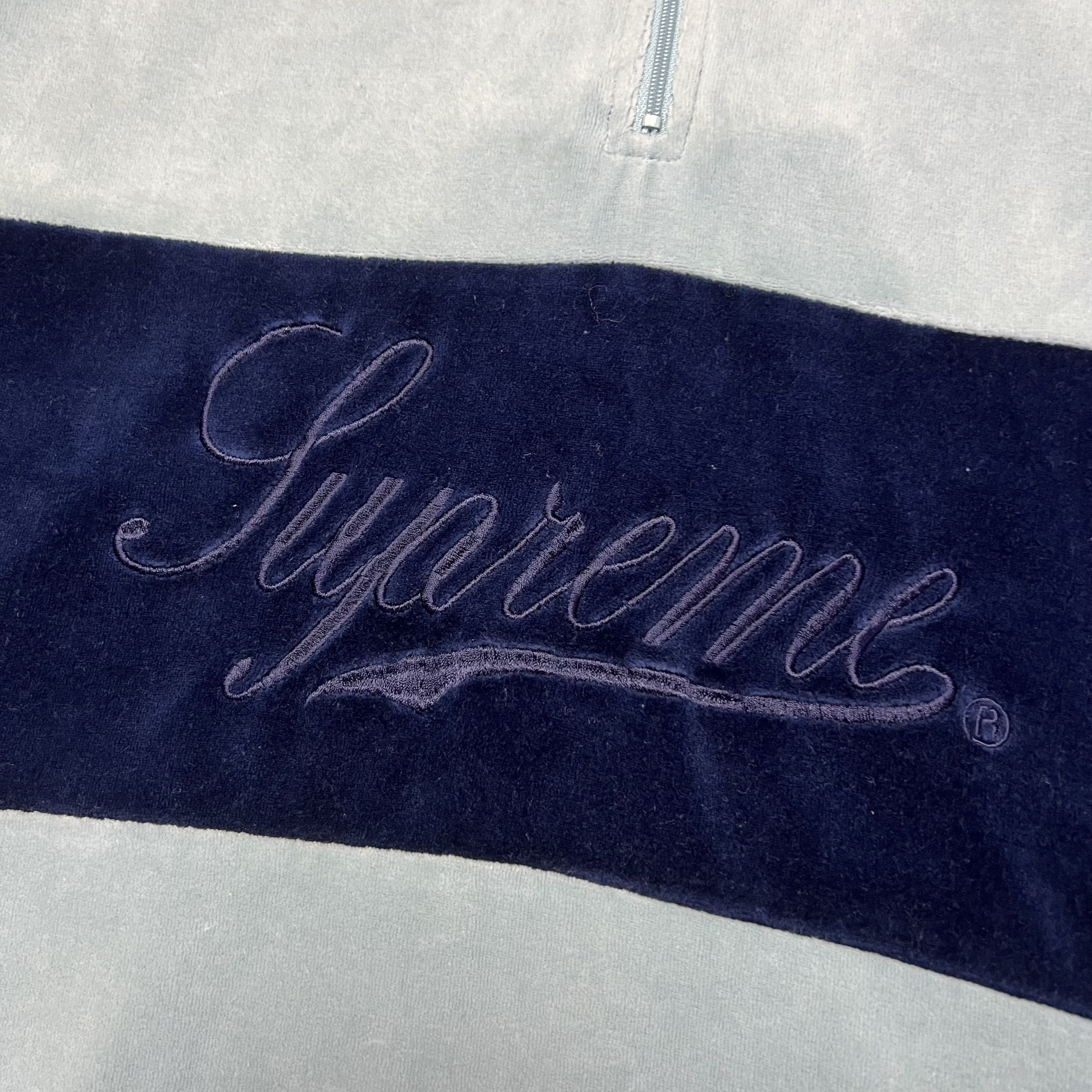 Supreme Supreme Embroidered Velour Quarter Zip Sweatshirt Size US L / EU 52-54 / 3 - 3 Thumbnail