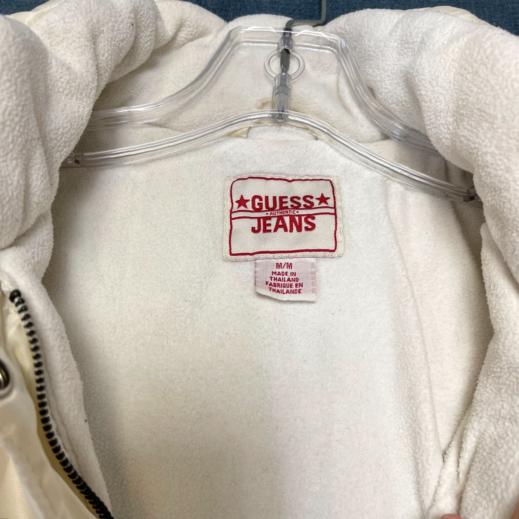Guess VINTAGE Guess Puffer Jacket Womens M White Fleece Lined Quilted Snap Front Y2K Size M / US 6-8 / IT 42-44 - 7 Thumbnail