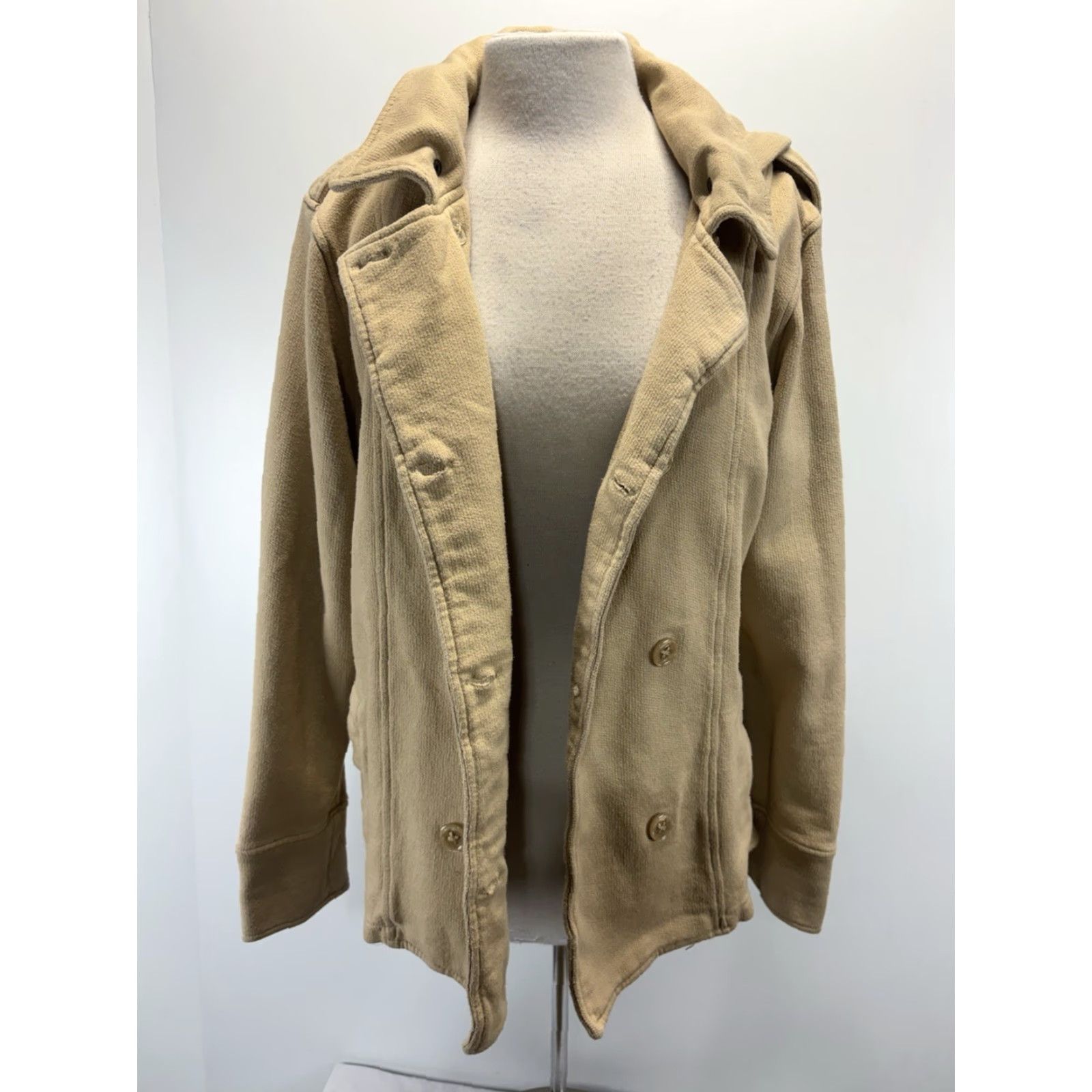 Doublet J Peterman Women M Tan Double Breasted Jacket Pea Coat Removable Hood Cotton Size M / US 6-8 / IT 42-44 - 7 Thumbnail