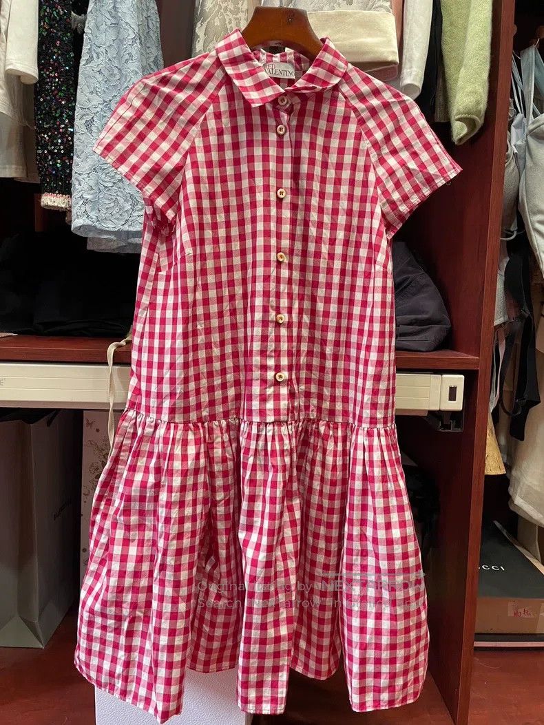 Valentino Valentino Red plaid short-sleeved dress Size M / US 6-8 / IT 42-44 - 1 Thumbnail