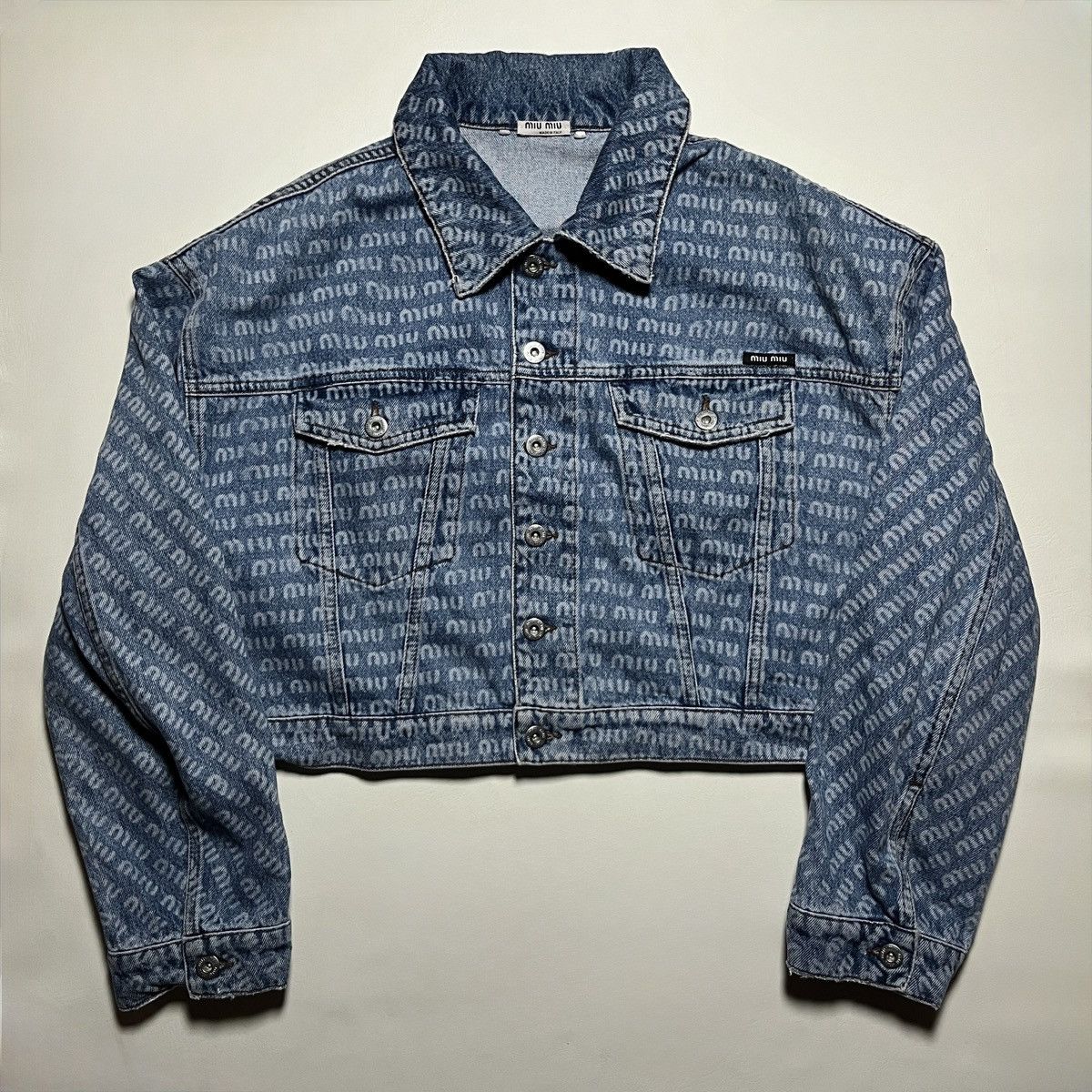 Miu Miu Miu Miu Monogram Denim Crop Jacket Size S / US 4 / IT 40 - 1 Thumbnail