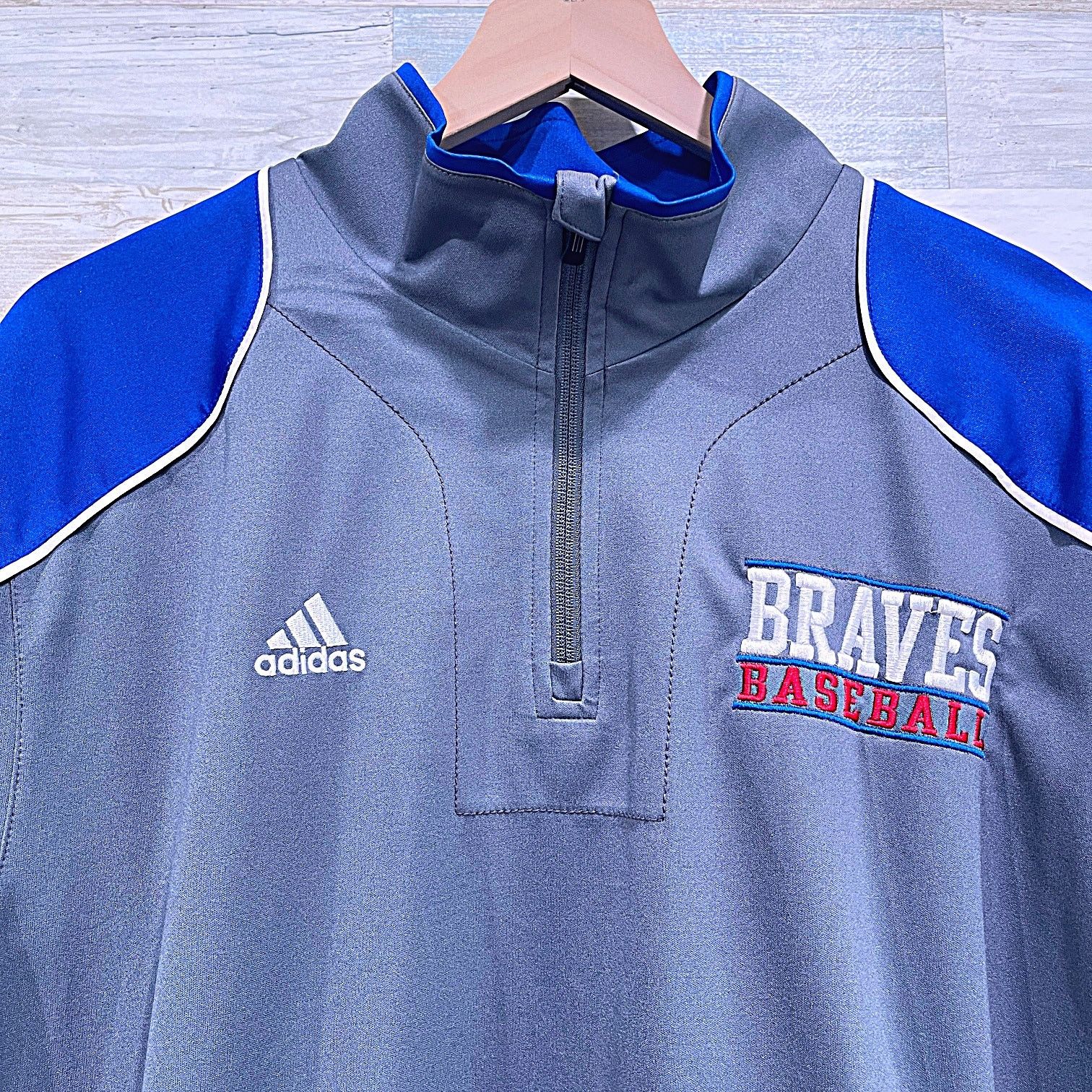 Adidas ATLANTA BRAVES 1/4 Zip Pullover Gray Adidas Mens Large Size US L / EU 52-54 / 3 - 2 Thumbnail