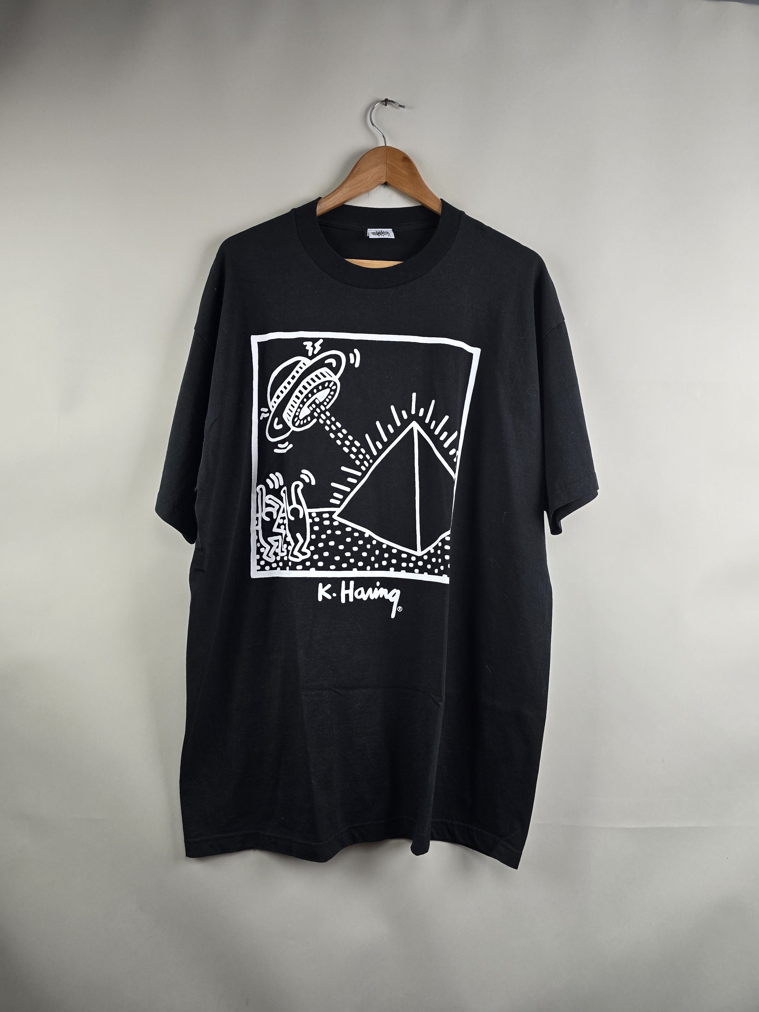 Keith Haring × Vintage 80s Keith Haring Pop Shop UFO Pyramid Art Tee 2XL 24" 33" Size US XXL / EU 58 / 5 - 6 Thumbnail