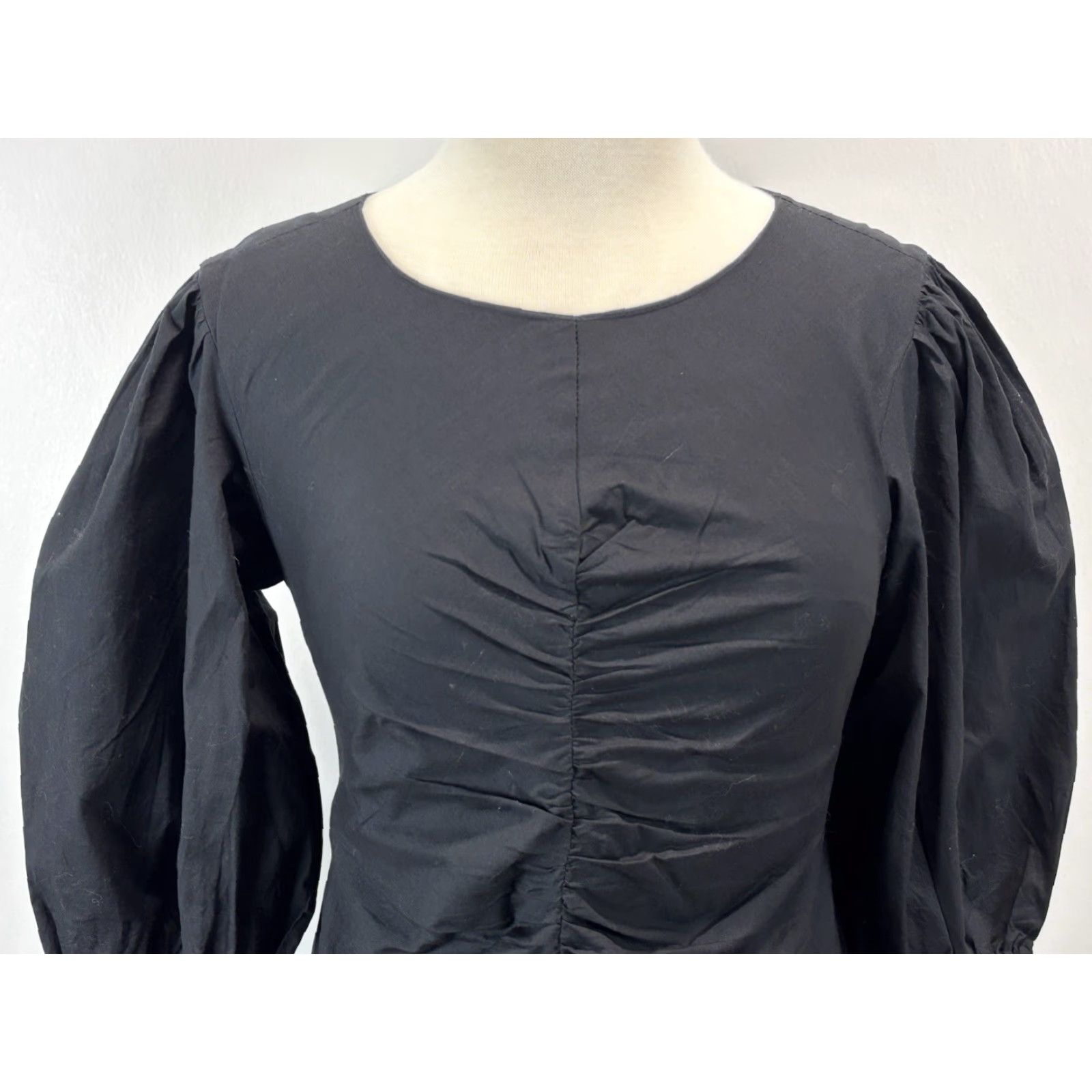Free People Free People Hope Mini Dress Sz Small Women’s Black Puff Sleeve Ruched Fitted Size S / US 4 / IT 40 - 5 Thumbnail