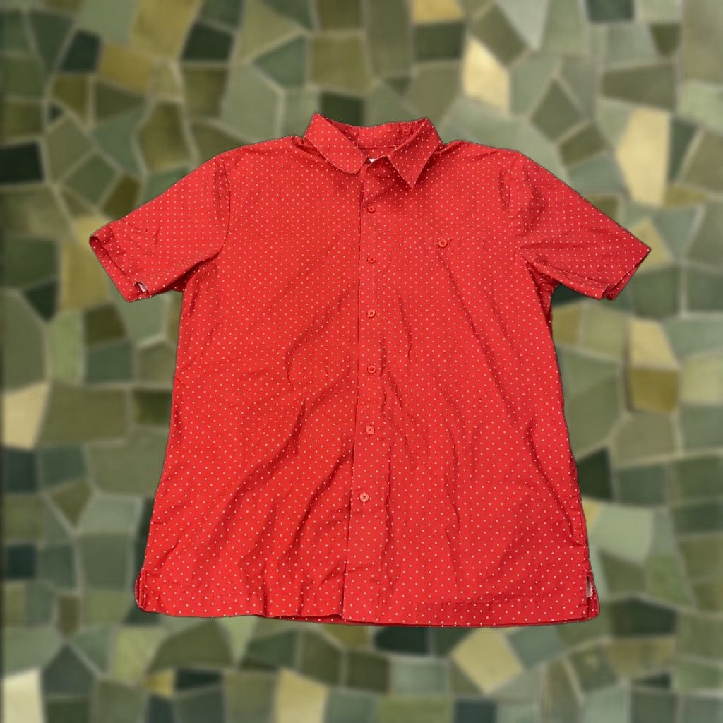 Affliction VINTAGE John Blair Shirt Mens Medium Red Polka Dot Short Sleeve Button Up Stretch Size US M / EU 48-50 / 2 - 1 Thumbnail