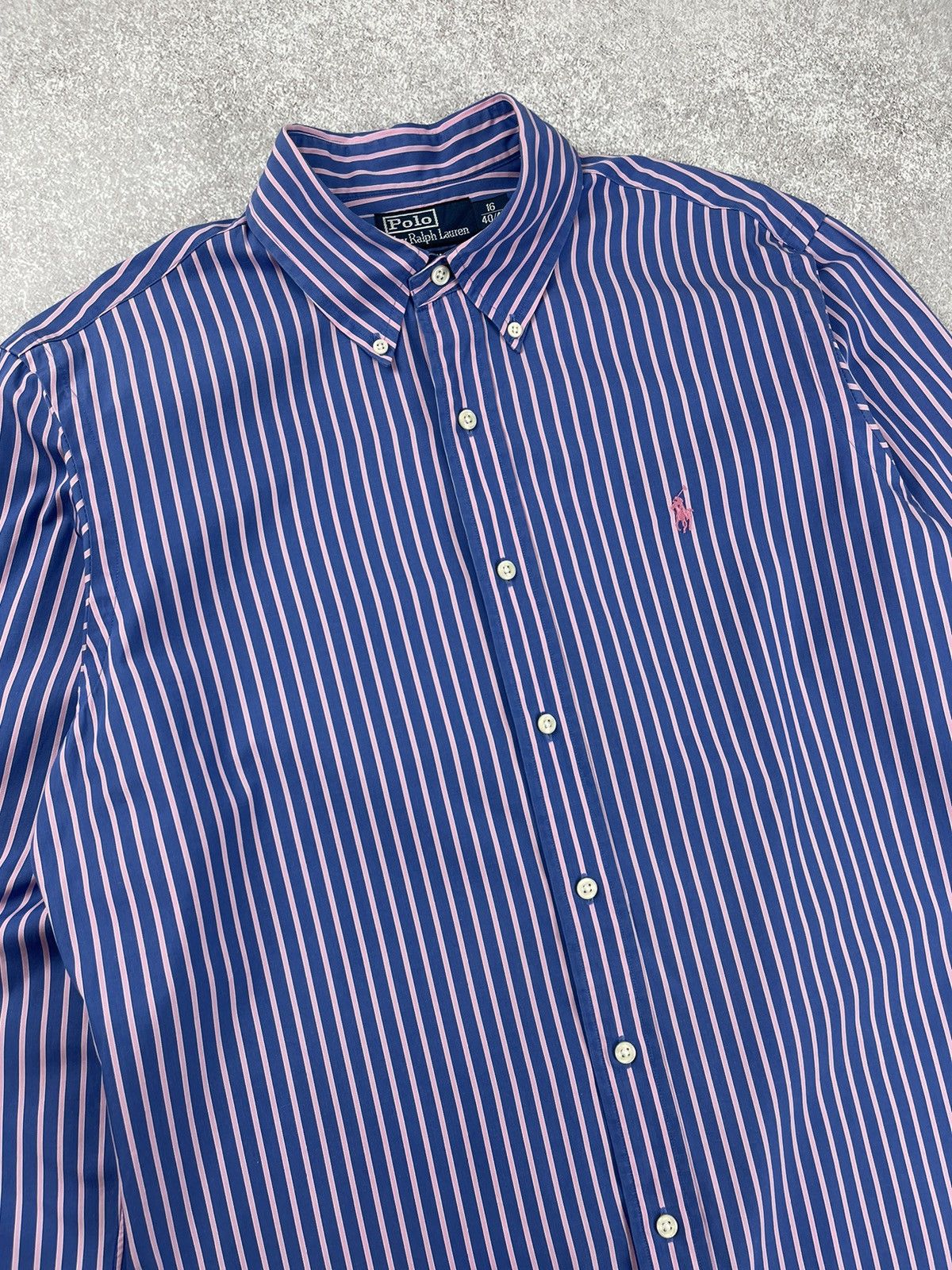 Polo Ralph Lauren × Ralph Lauren Polo Ralph Laurer Logo Striped Shirt Size US L / EU 52-54 / 3 - 3 Thumbnail