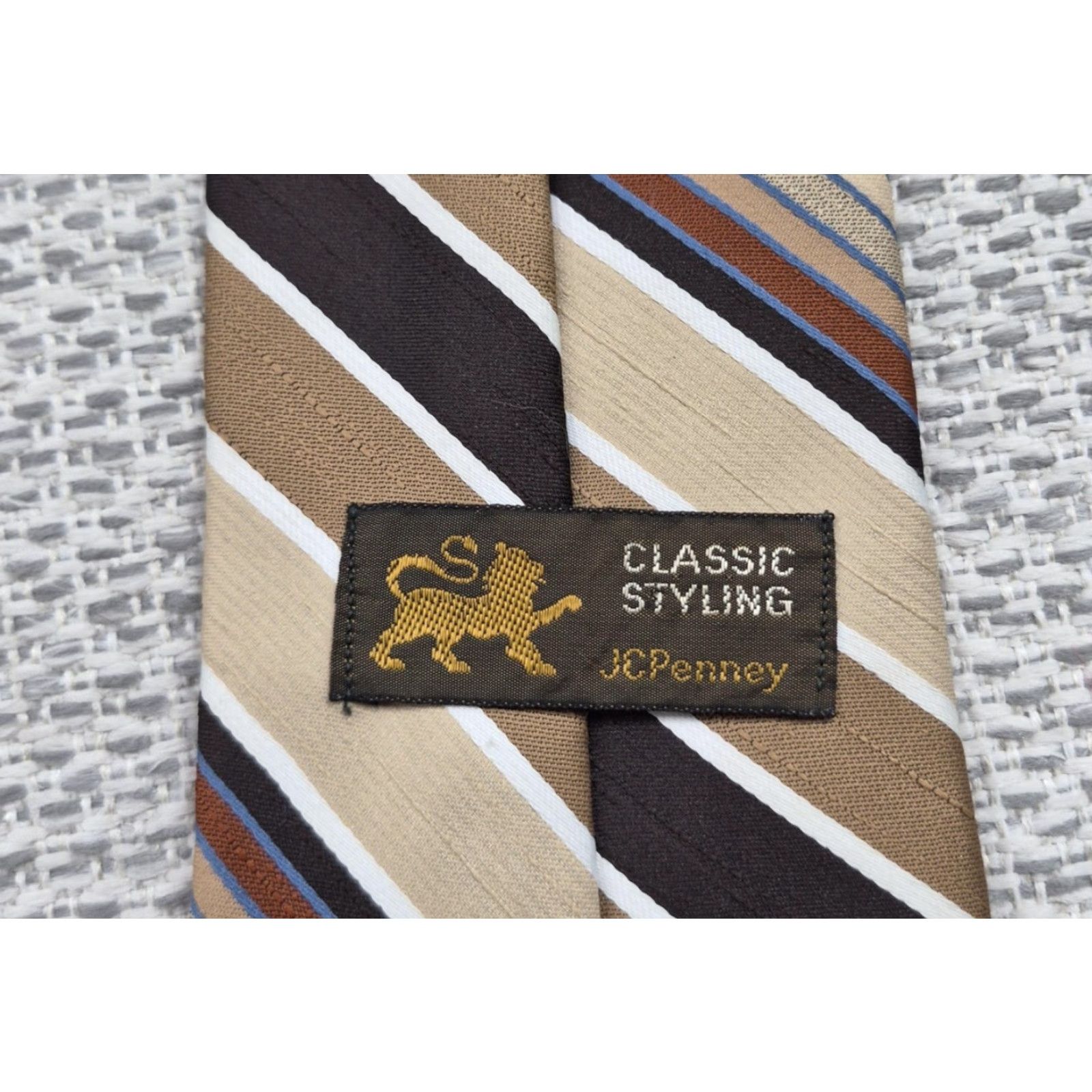 JCPenney VINTAGE JCPenney Tie Mens One Size Striped All Polyester Classic Woven Neckwear Size ONE SIZE - 4 Thumbnail