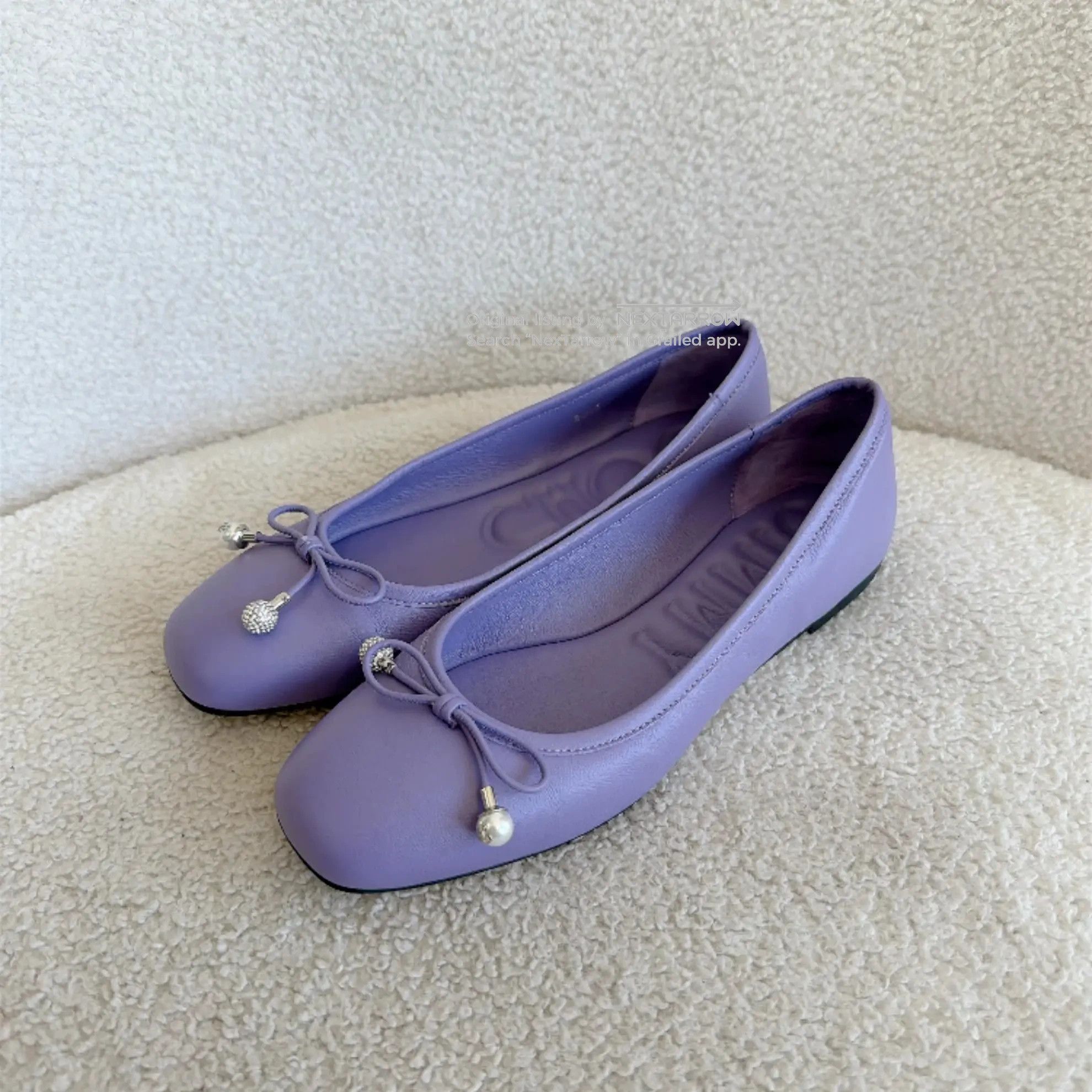 Jimmy Choo Purple Bow Flat Shoes Size 36, Women's