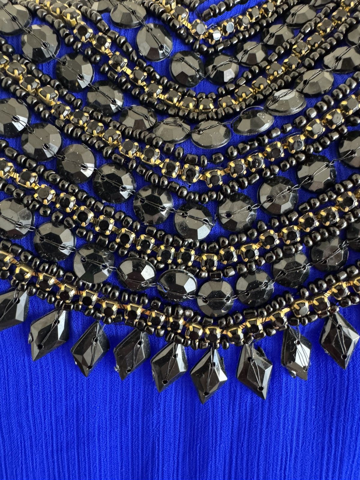 Vintage Royal blue women’s Islamic Kaftan black beaded embroidery Size M / US 6-8 / IT 42-44 - 8 Thumbnail