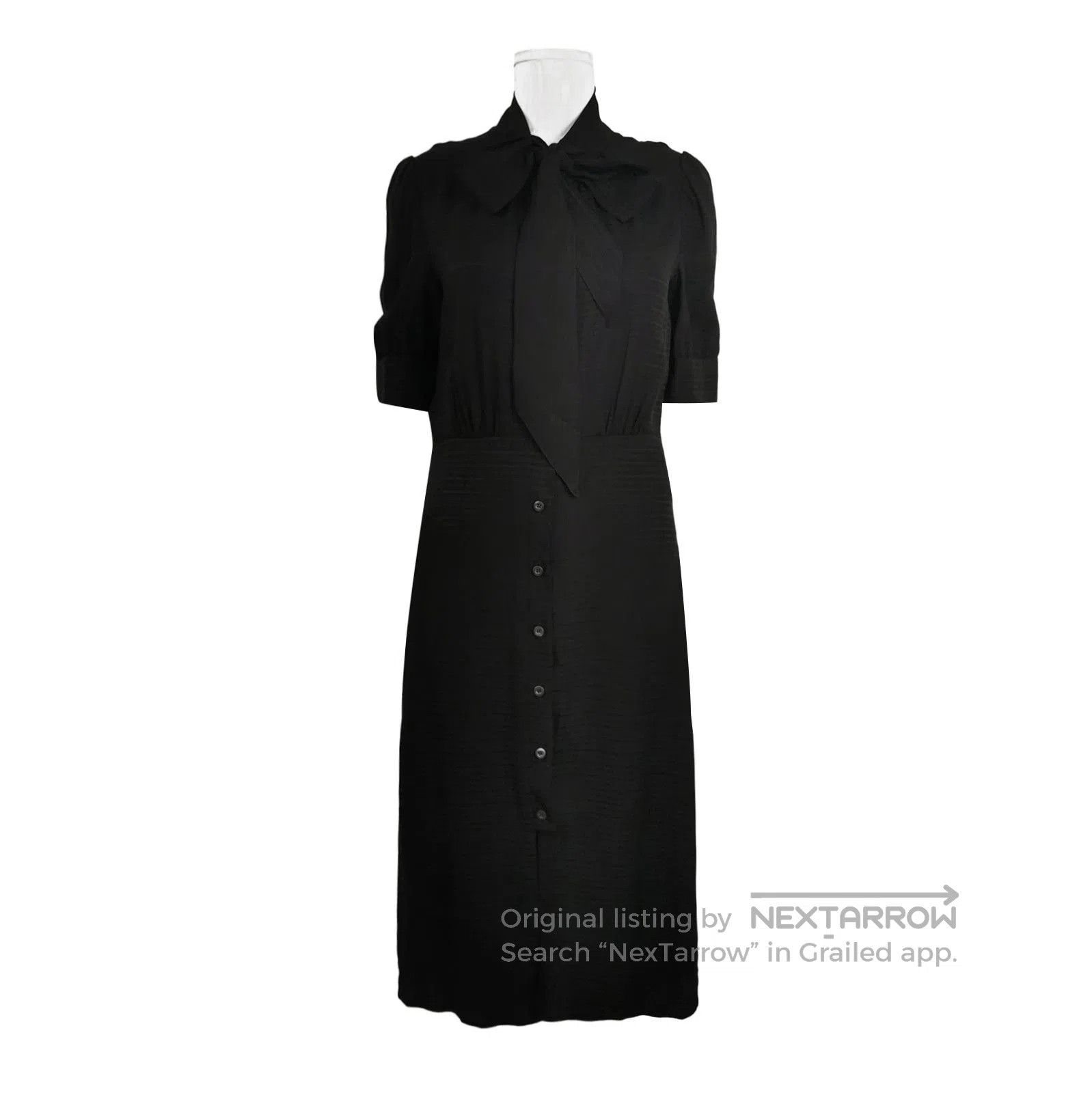 Prada Prada Solid Color Silk Dress with Tie Neck . Size S / US 4 / IT 40 - 1 Thumbnail