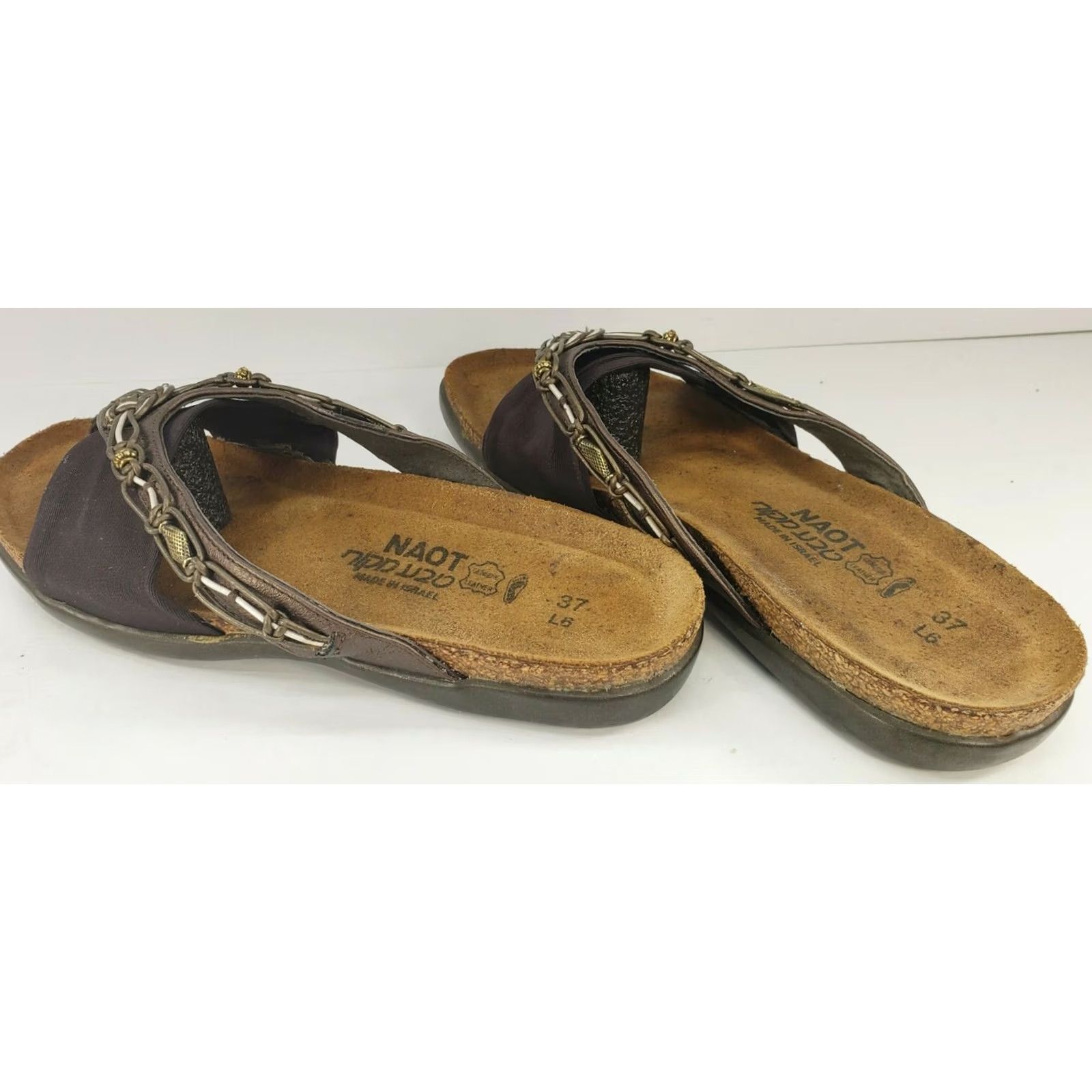 Vintage Naot Jennifer Women's 6M 37E Brown Bronze Beading Leather Rope On Straps Flip Flop Thong Sandals Size US 6 / IT 36 - 7 Thumbnail