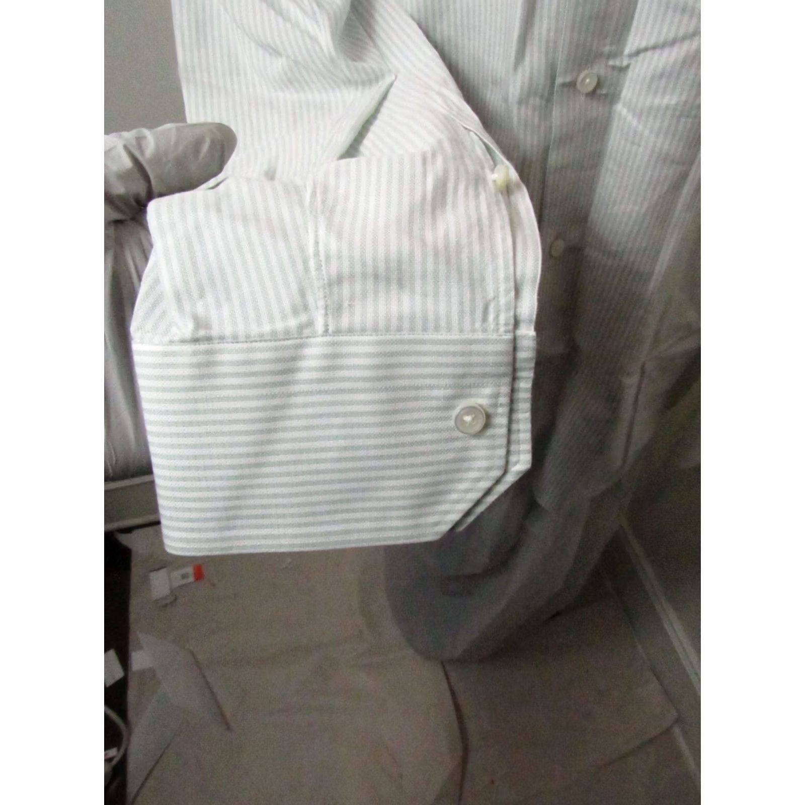 Ermenegildo Zegna ZEGNA Dress Shirt Mens Long Sleeve Button Up Size 44 / 17 Brown White Striped Classic Size 44R - 6 Thumbnail