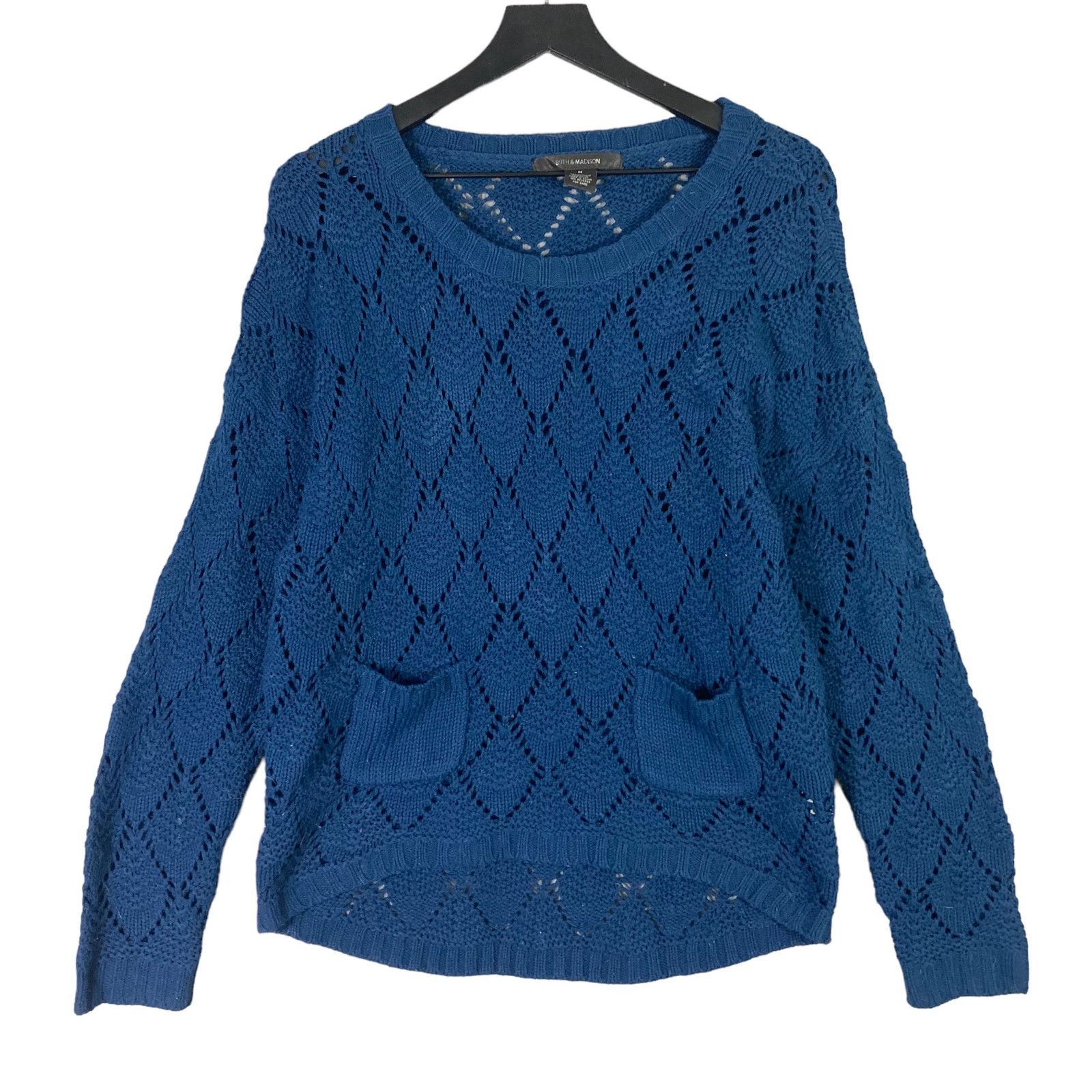 Other 89th & Madison Women's Blue Crochet Knit Sweater Size M Size M / US 6-8 / IT 42-44 - 1 Thumbnail