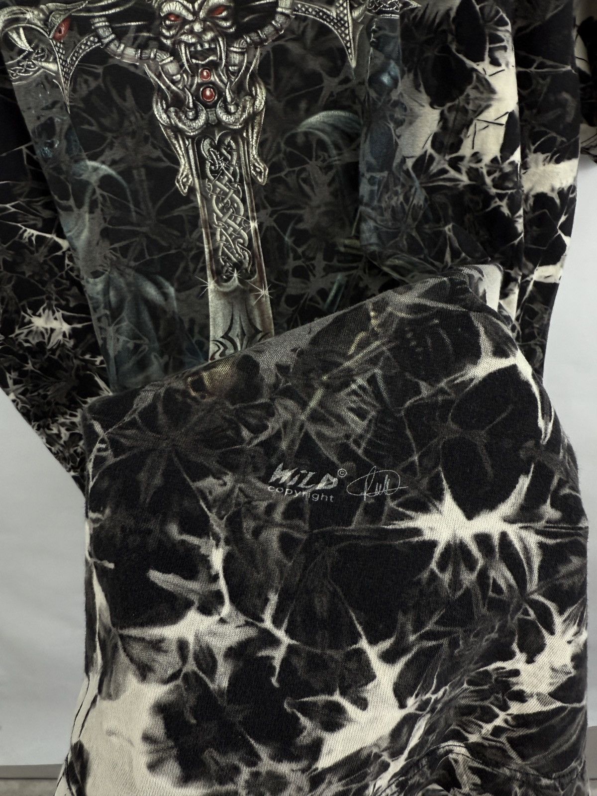 Affliction × No Fear × Tapout 🇺🇸💀Vintage 90s Skull Gothic Sword Graphic Tie Dye T-Shirt Size US XL / EU 56 / 4 - 7 Thumbnail