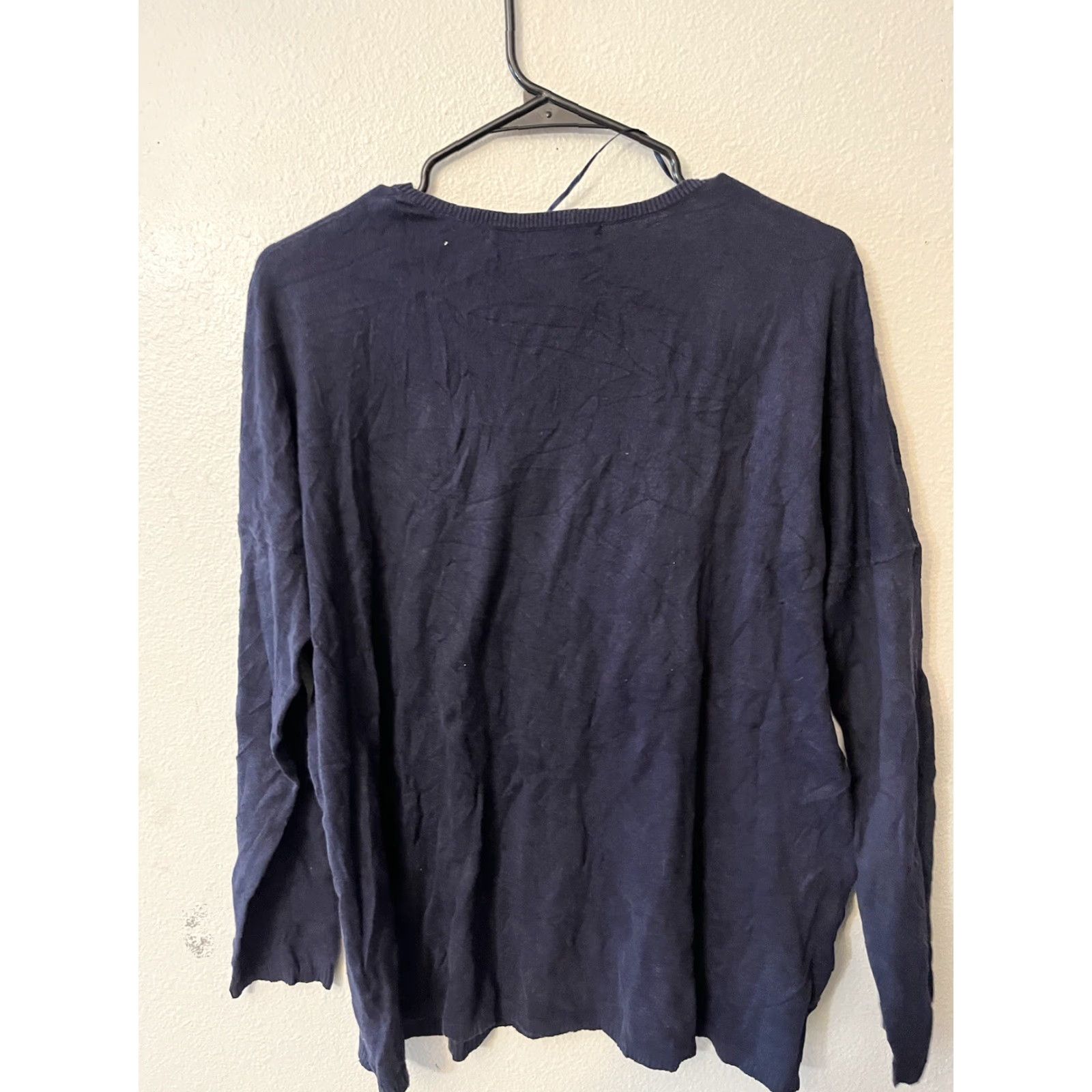 Zara Zara Womens Sweater Adult Medium Navy Raglan Sleeve Knit Round Neck Pullover Size M / US 6-8 / IT 42-44 - 3 Thumbnail