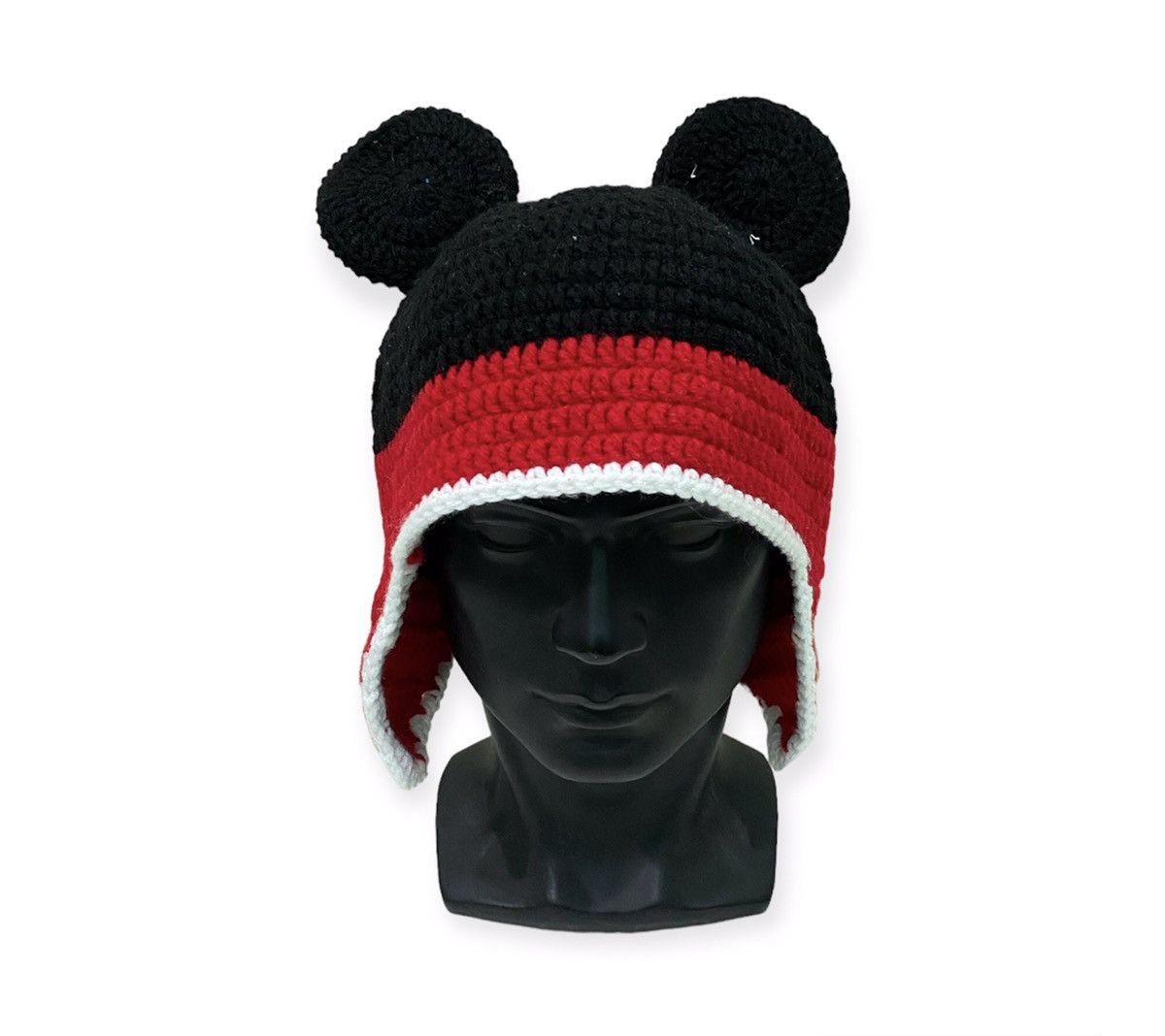 image of Bunny Horn Knit Beanie Hat in Black, Men's
