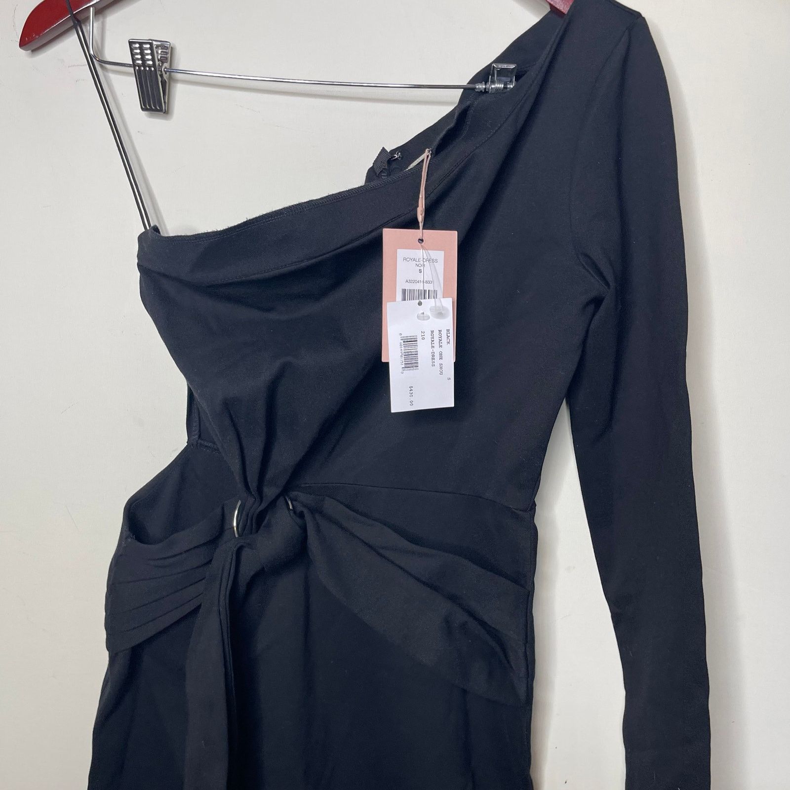 ALEXIS ALEXIS Jersey Black Stretch One-Shoulder Royale Midi Dress Size S / US 4 / IT 40 - 9 Thumbnail