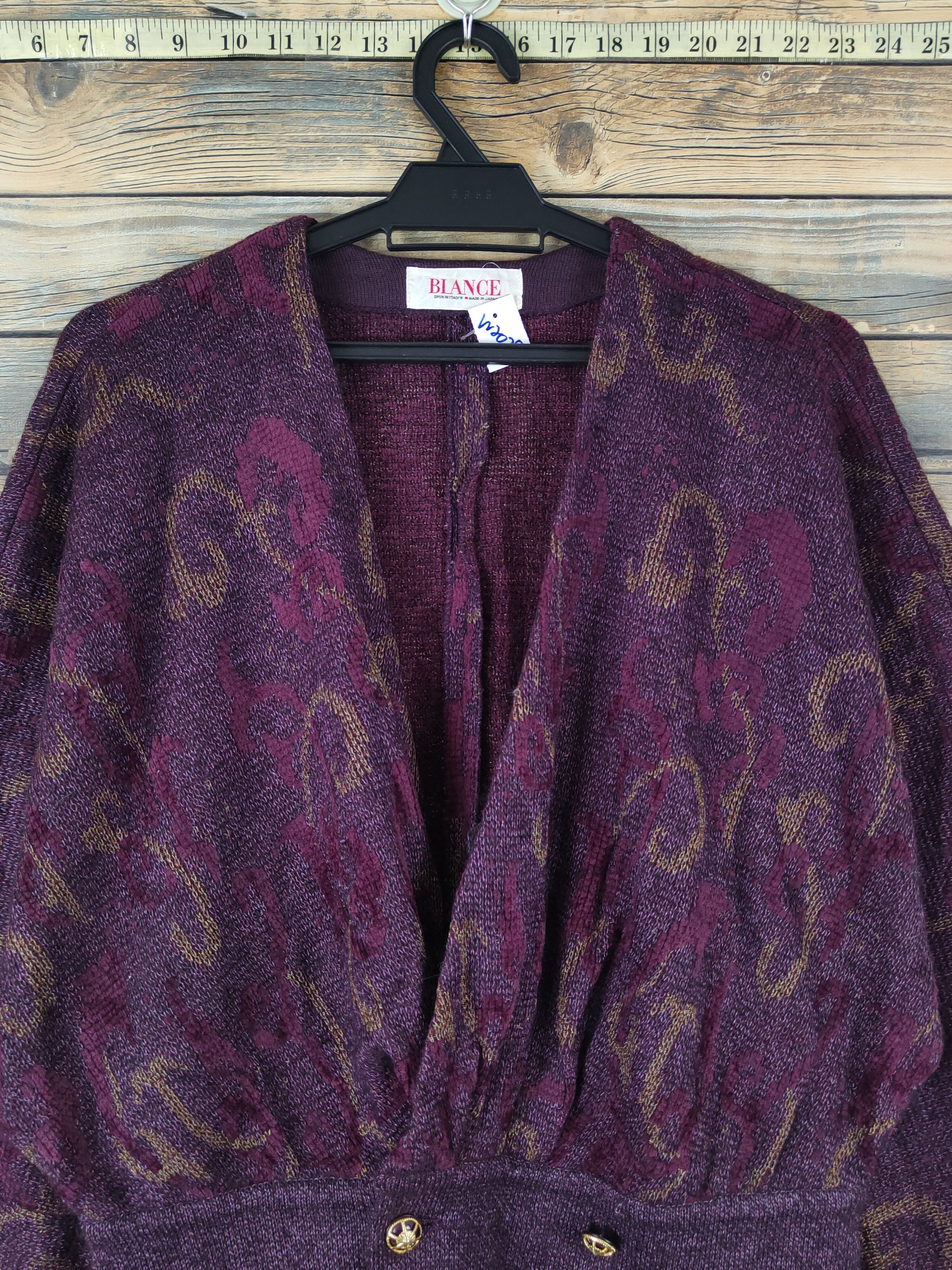 Homespun Knitwear Blance Dark Purple Knitwear Blouses cardigan vintage #W2028 Size M / US 6-8 / IT 42-44 - 2 Thumbnail