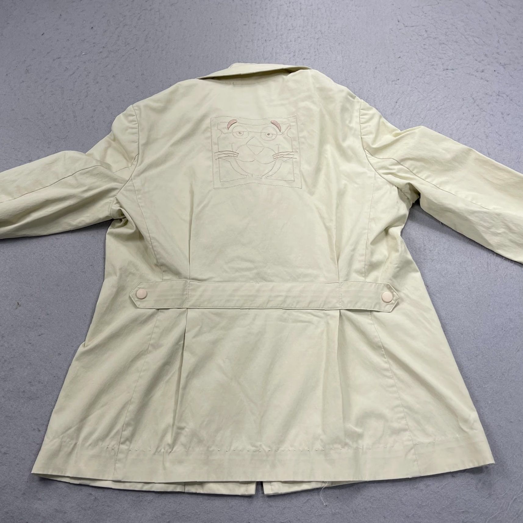 Pinko VINTAGE Petit France Jacket Womens 8 Beige Belted Pink Panther Cartoon Classic Coat/Outerwear (Jacket) Not applicable Size 30" / US 8 / IT 44 - 6 Thumbnail