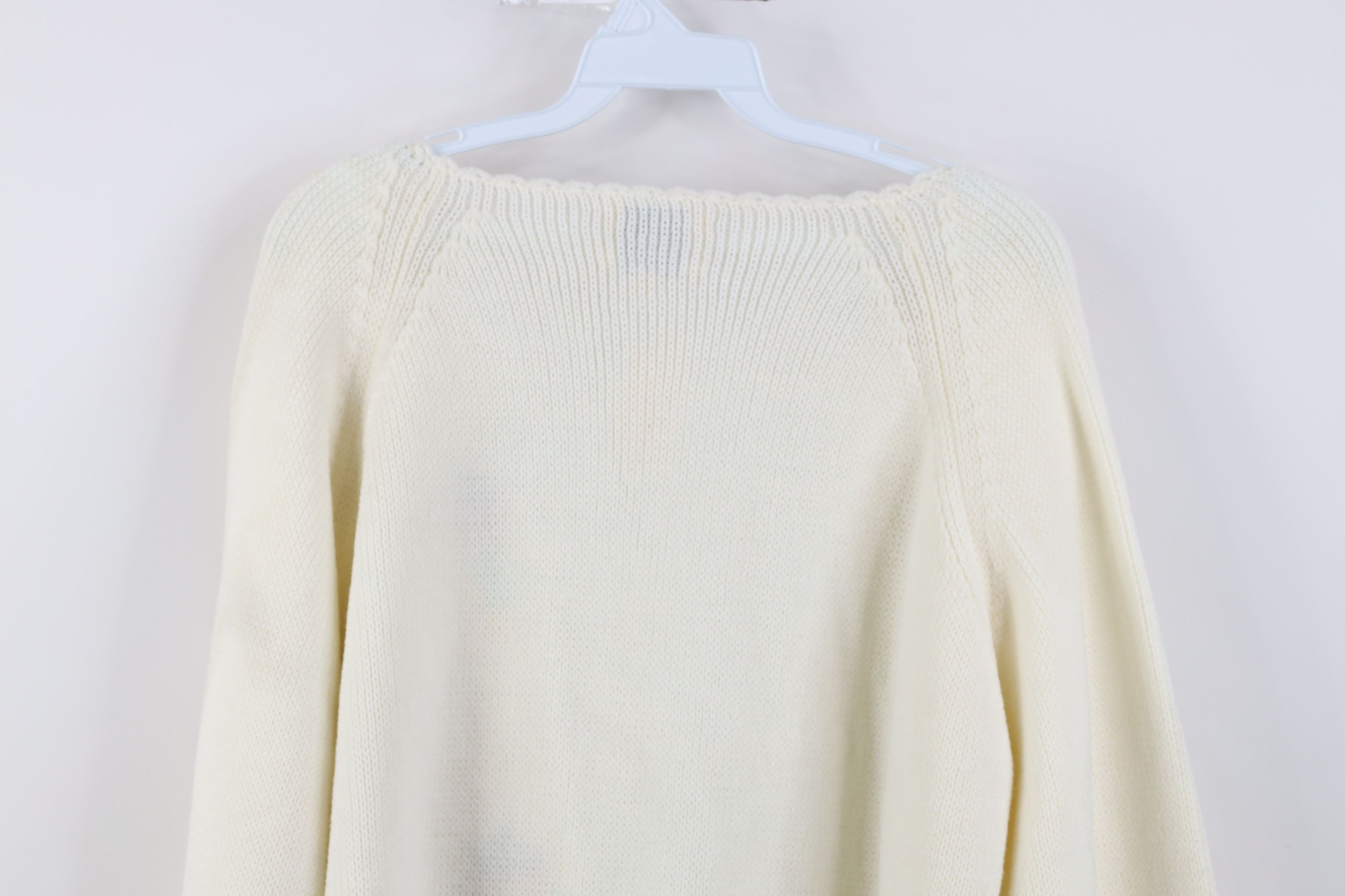 Deadstock Vintage 60s 70s Flower Knit Cardigan Sweater